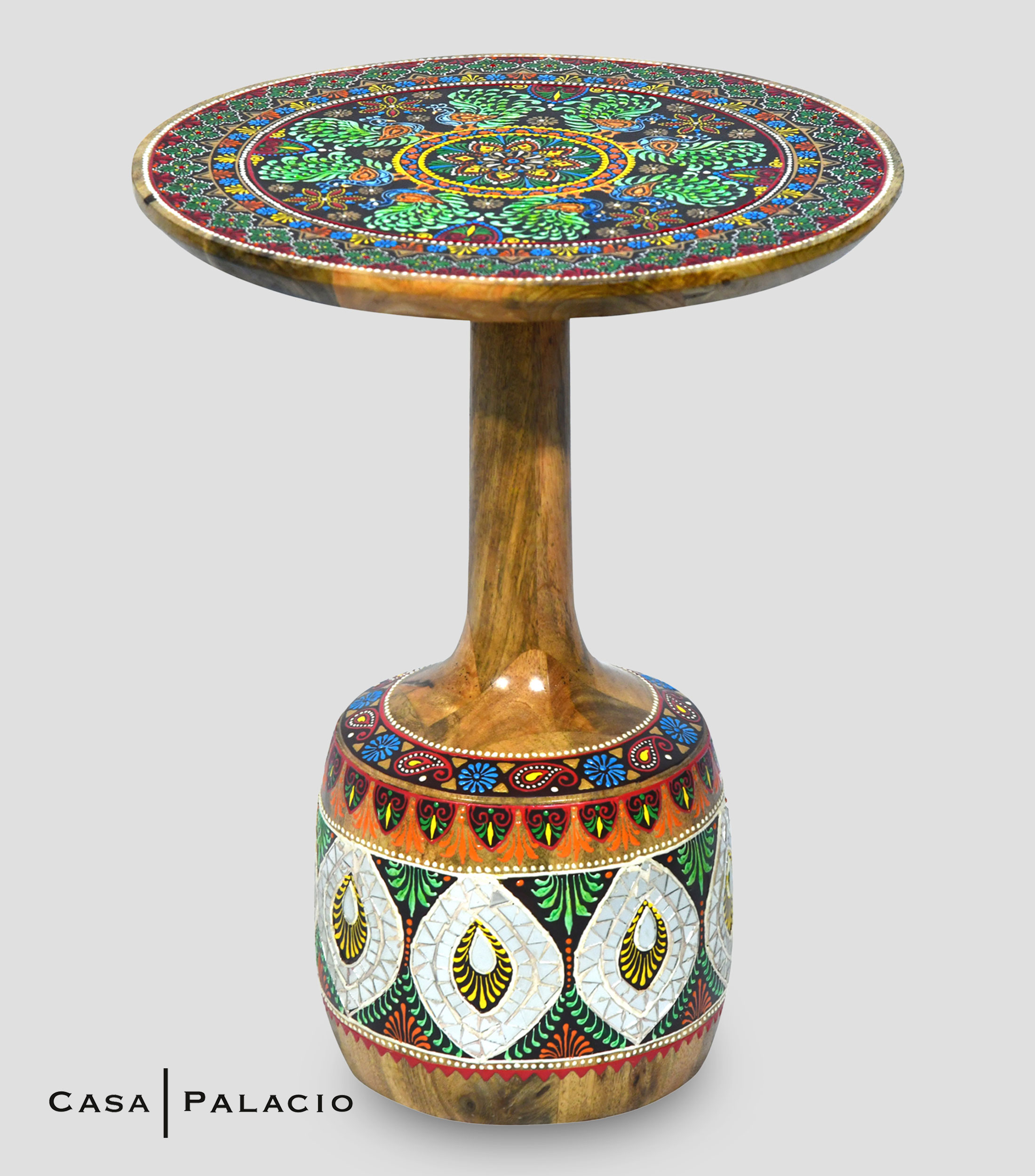 Mesa lateral Humming Bird en madera de mango multicolor