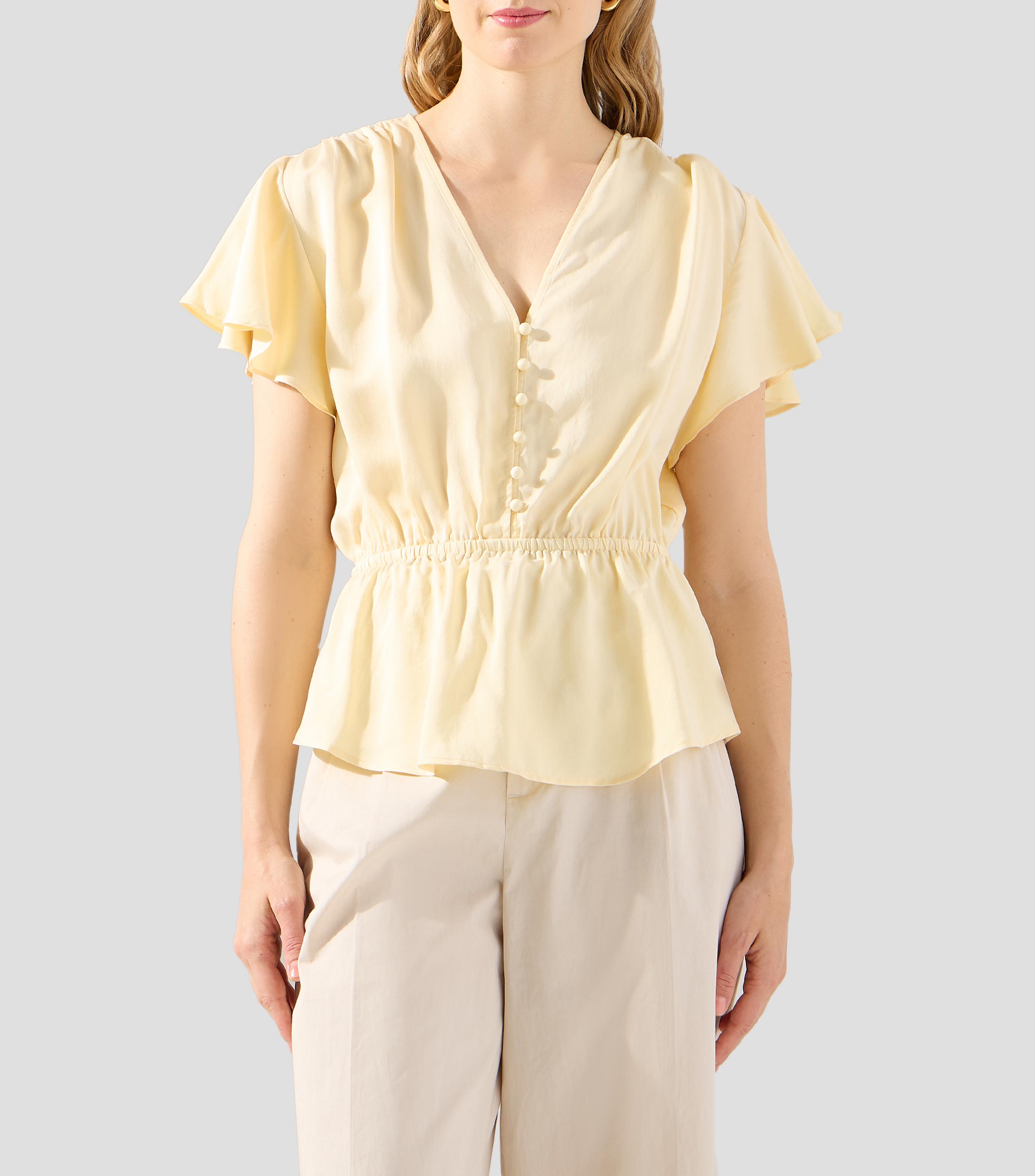 Blusa lisa manga corta Mujer