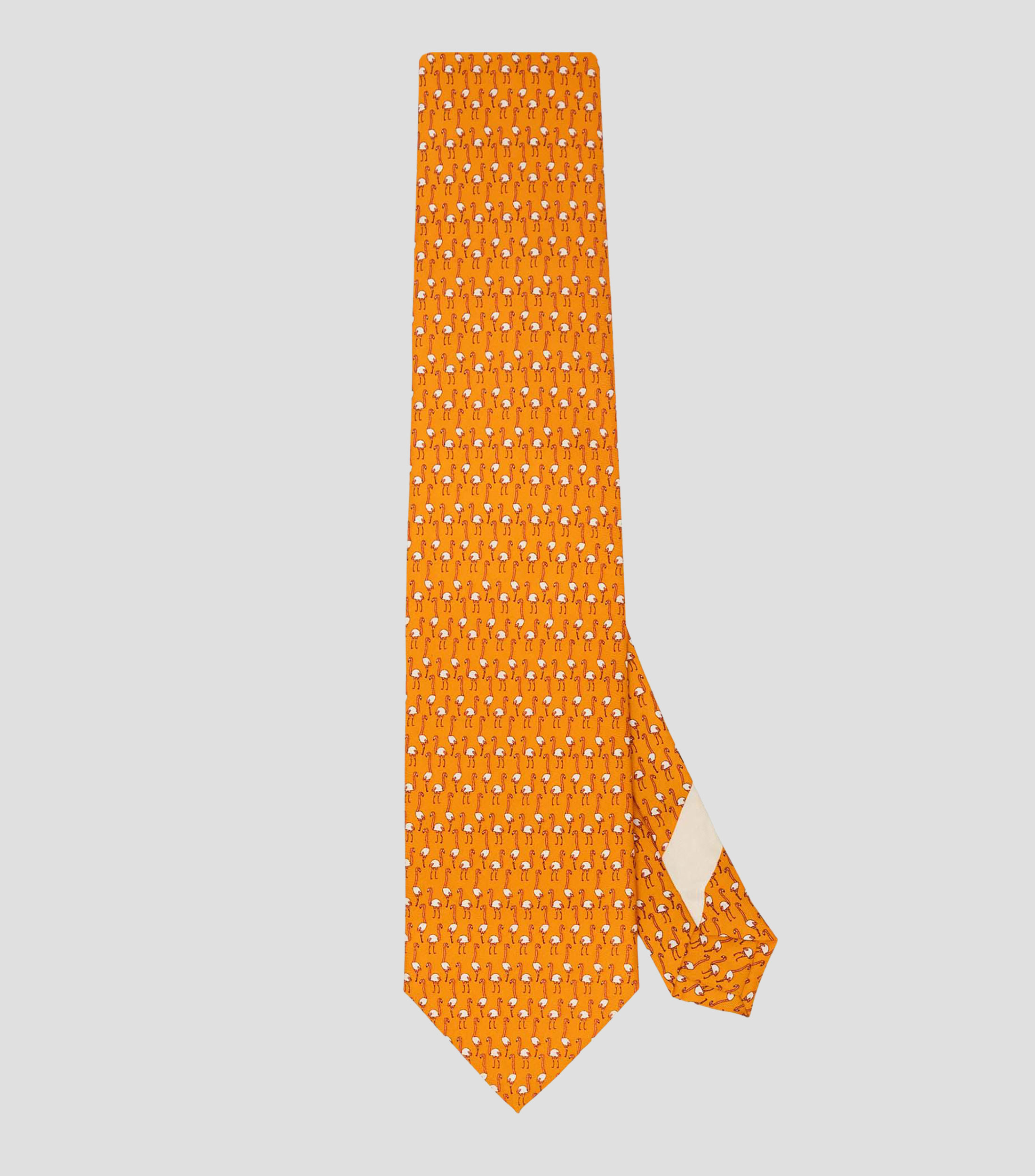 Corbata ancha de seda naranja estampada S8 Flamenco