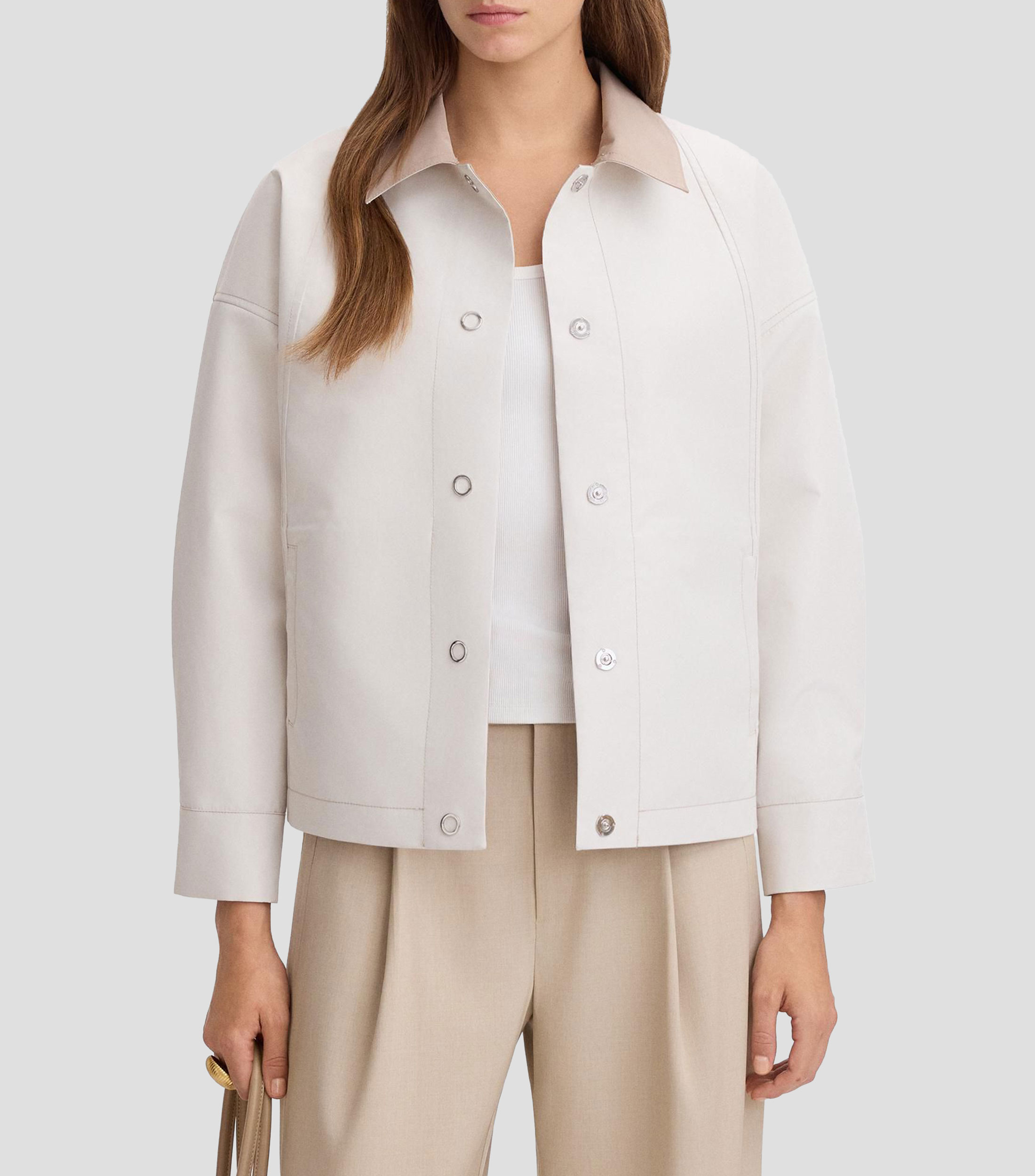Chamarra Parka corta reversible liso Mujer