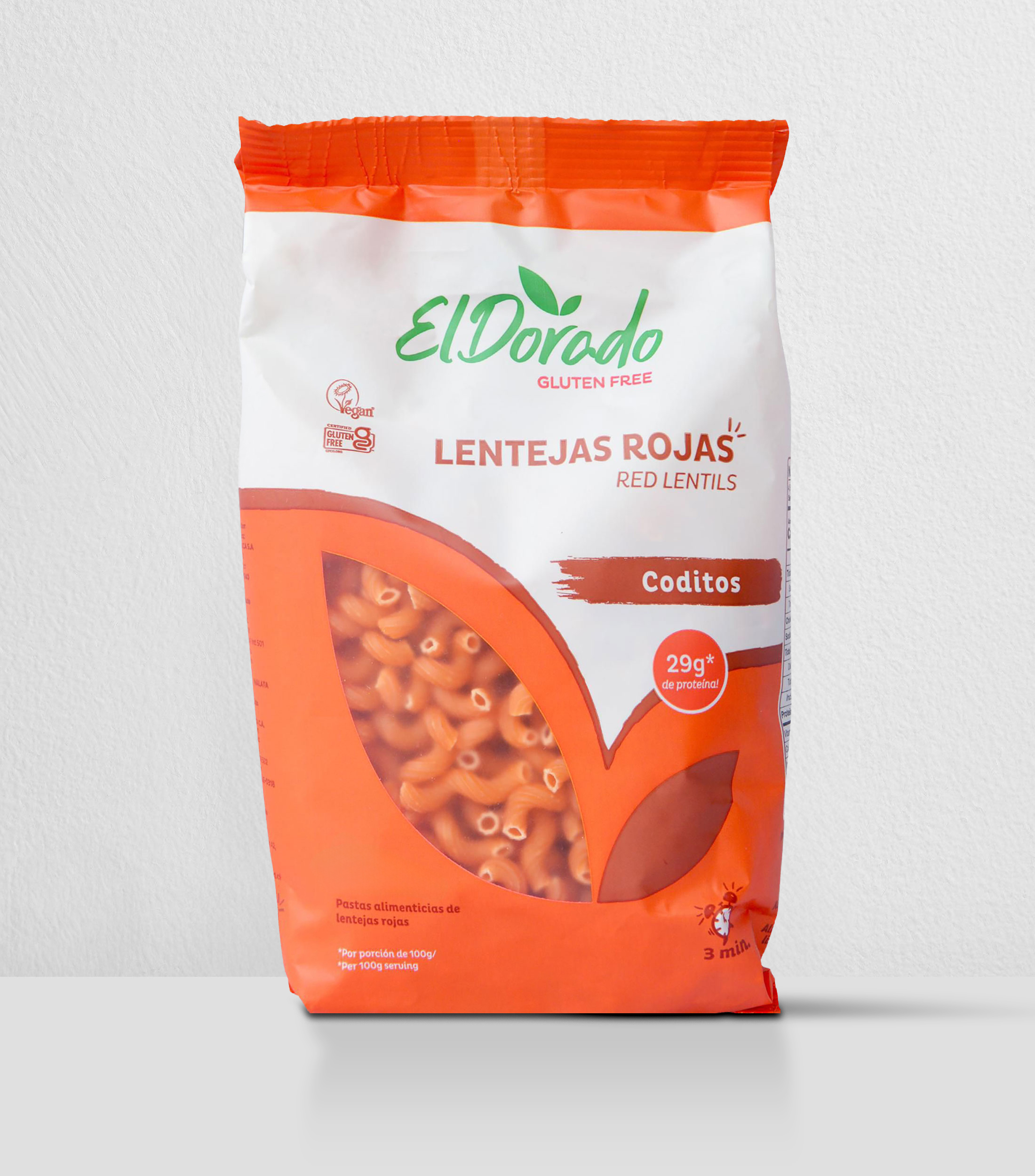 Coditos de lenteja roja, 250 g