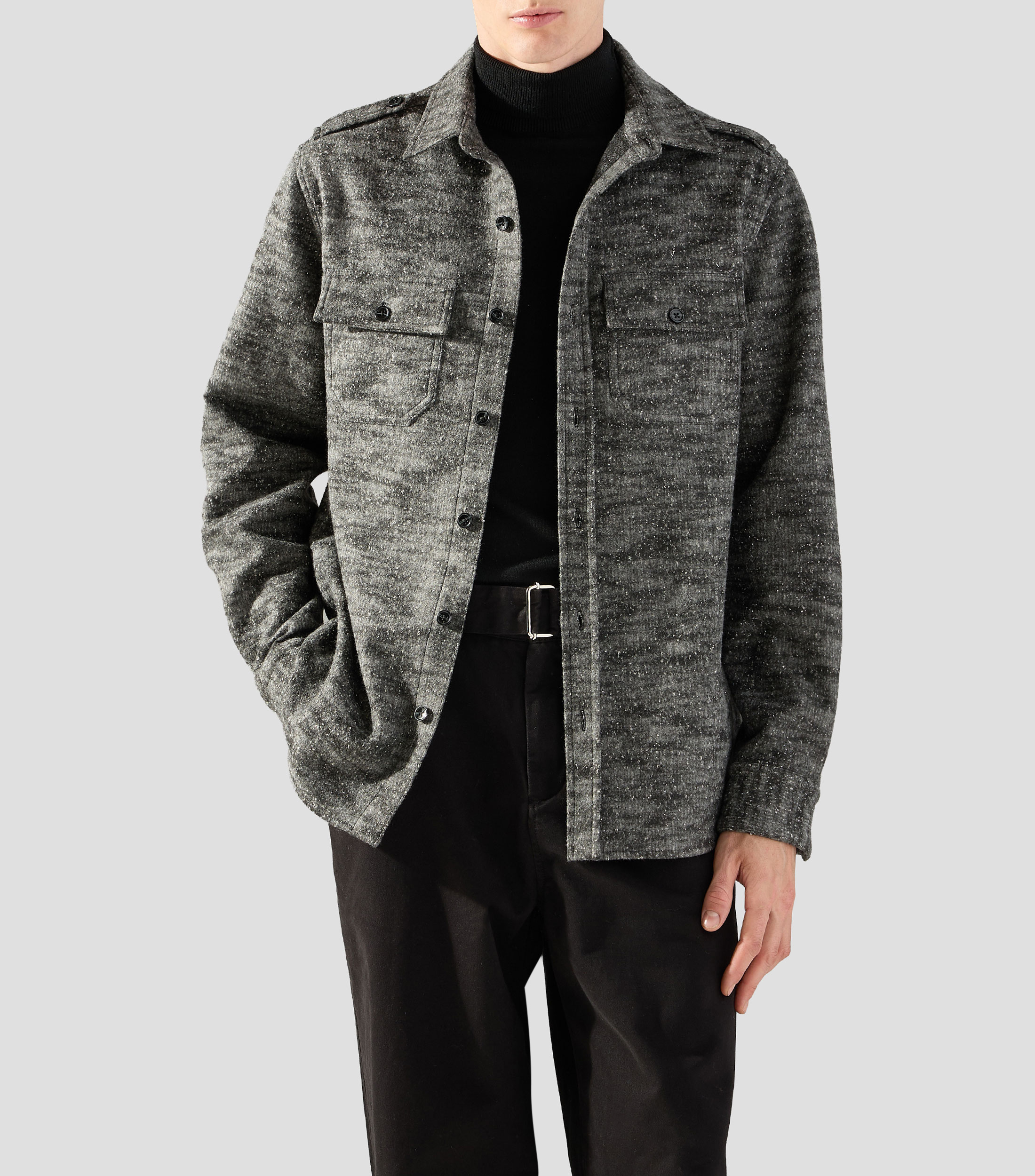 Sobrecamisa jaspeada manga larga Hombre