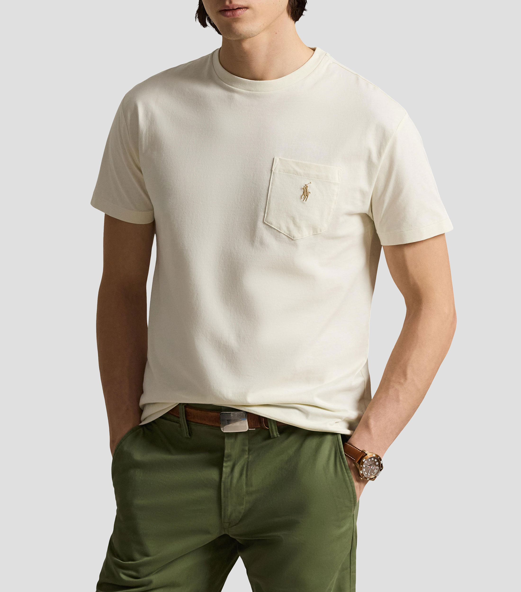 Playera cuello redondo manga corta sólida Hombre