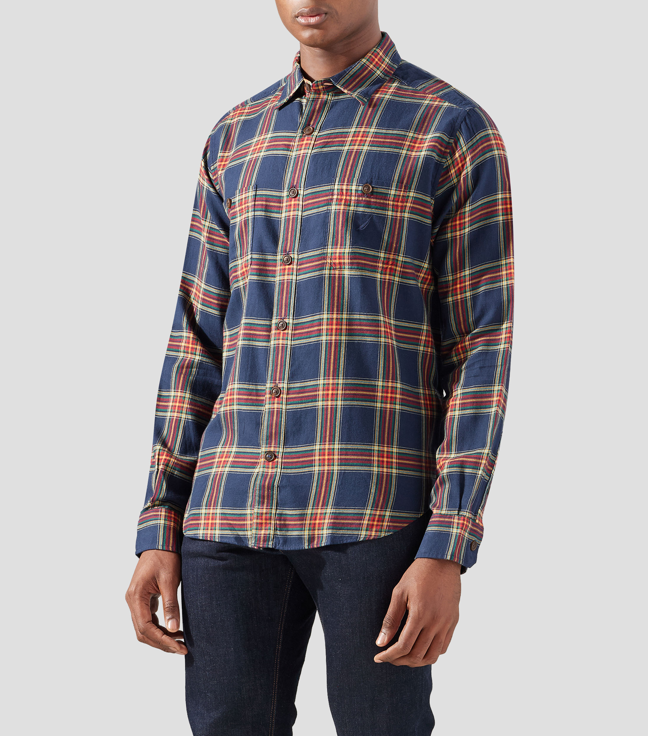 Camisa con cuadros manga larga Hombre