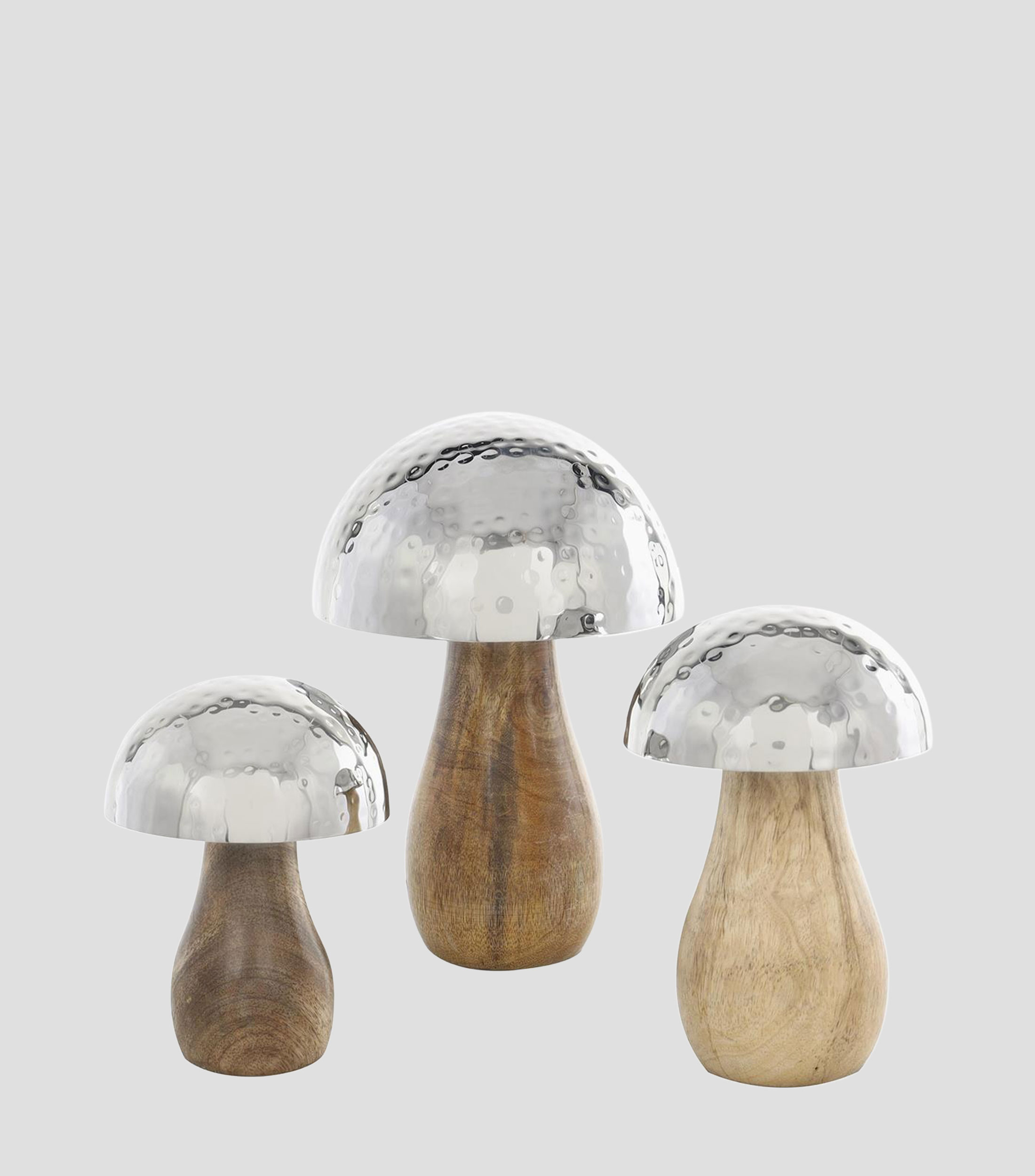 Set 3 figuras decorativas Hongos en metal