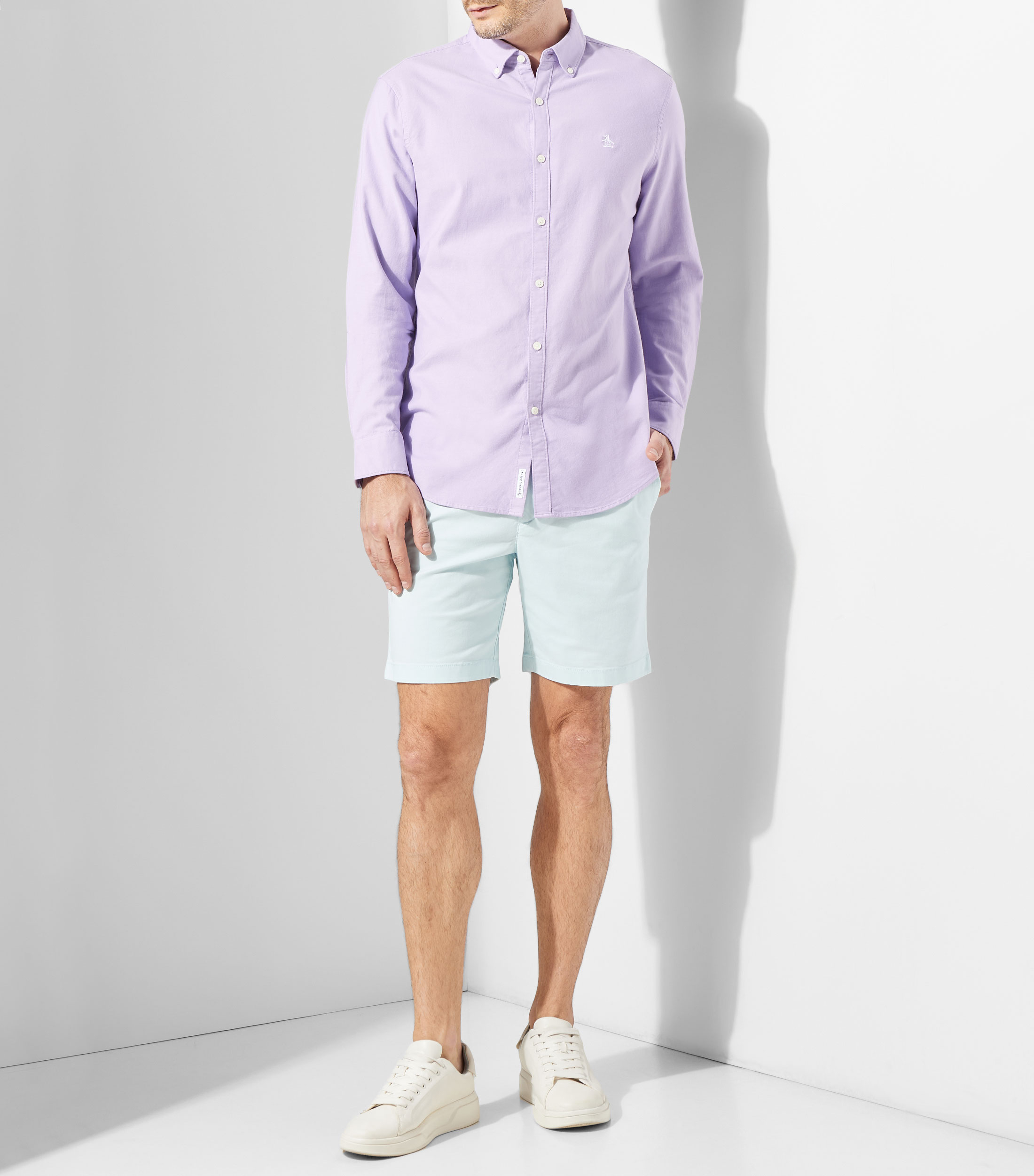 Camisa lisa manga larga Hombre