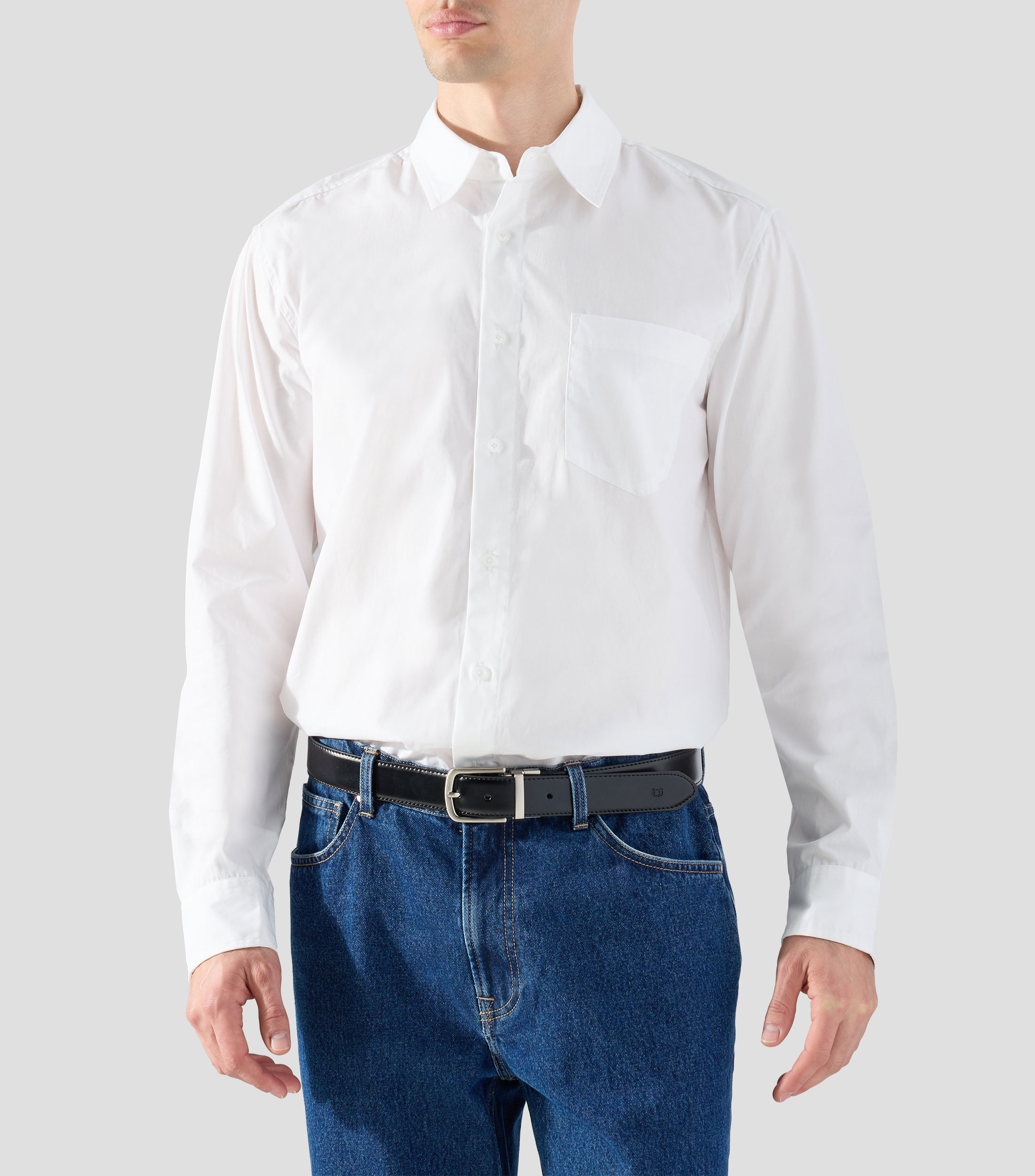 Camisa lisa con manga larga Hombre