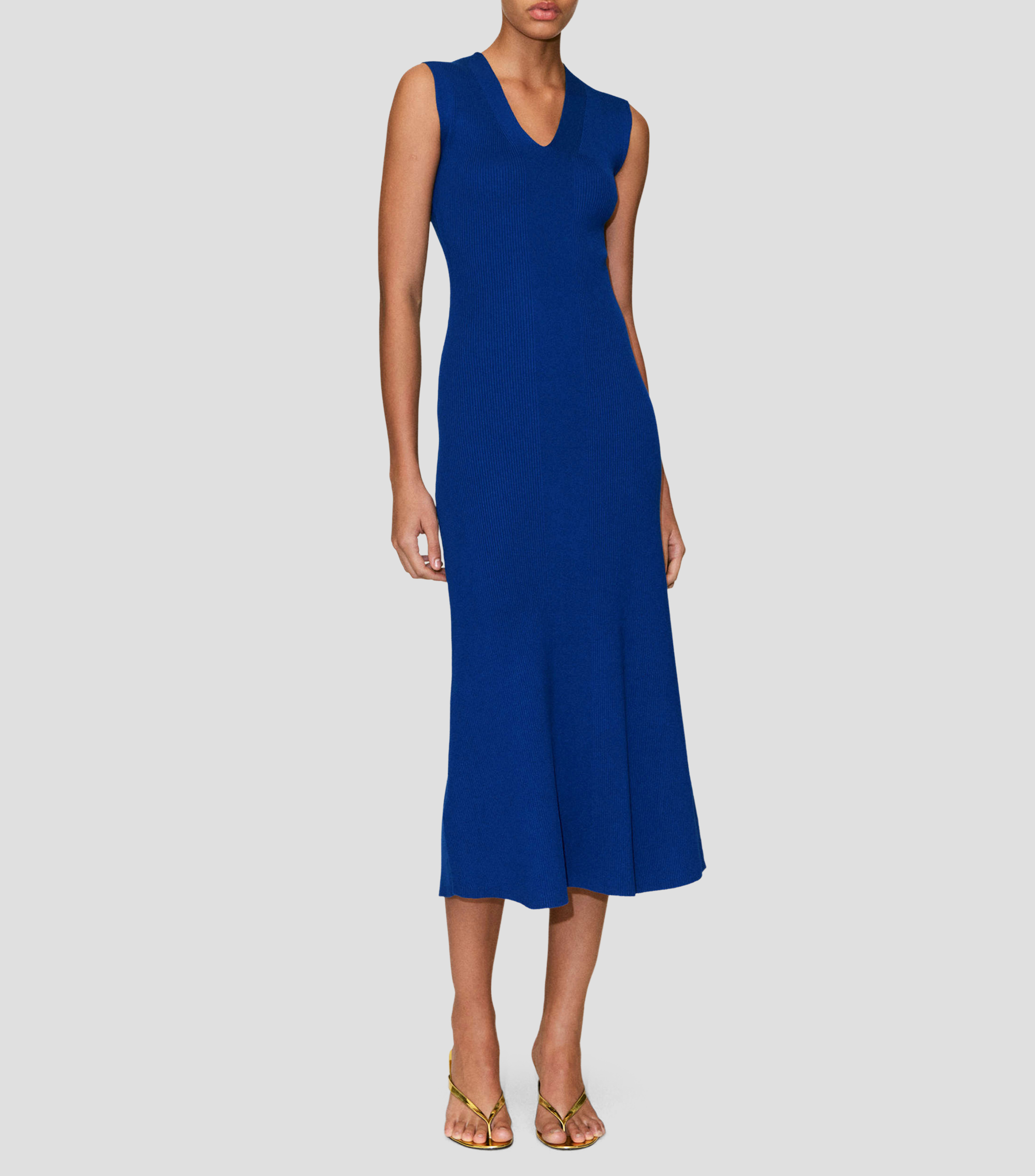 Vestido midi liso Mujer