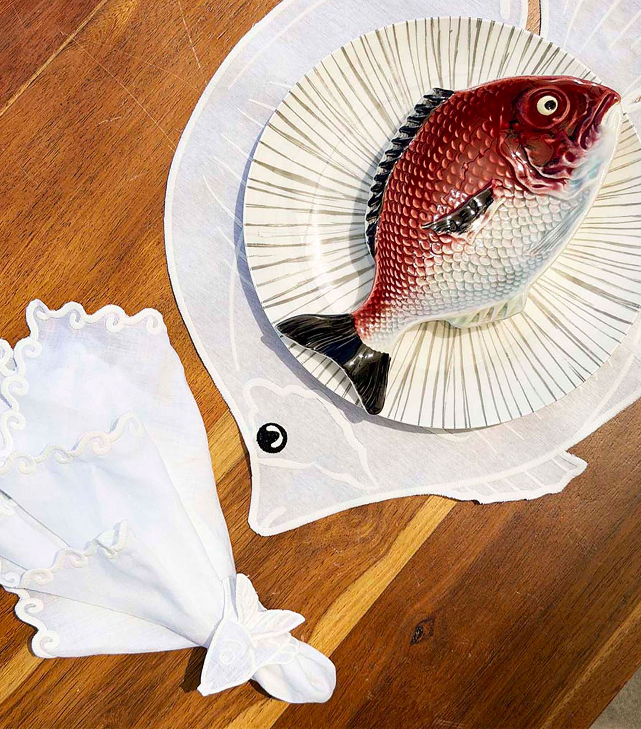Set de 4 servilleteros de pez blanco, La Mar