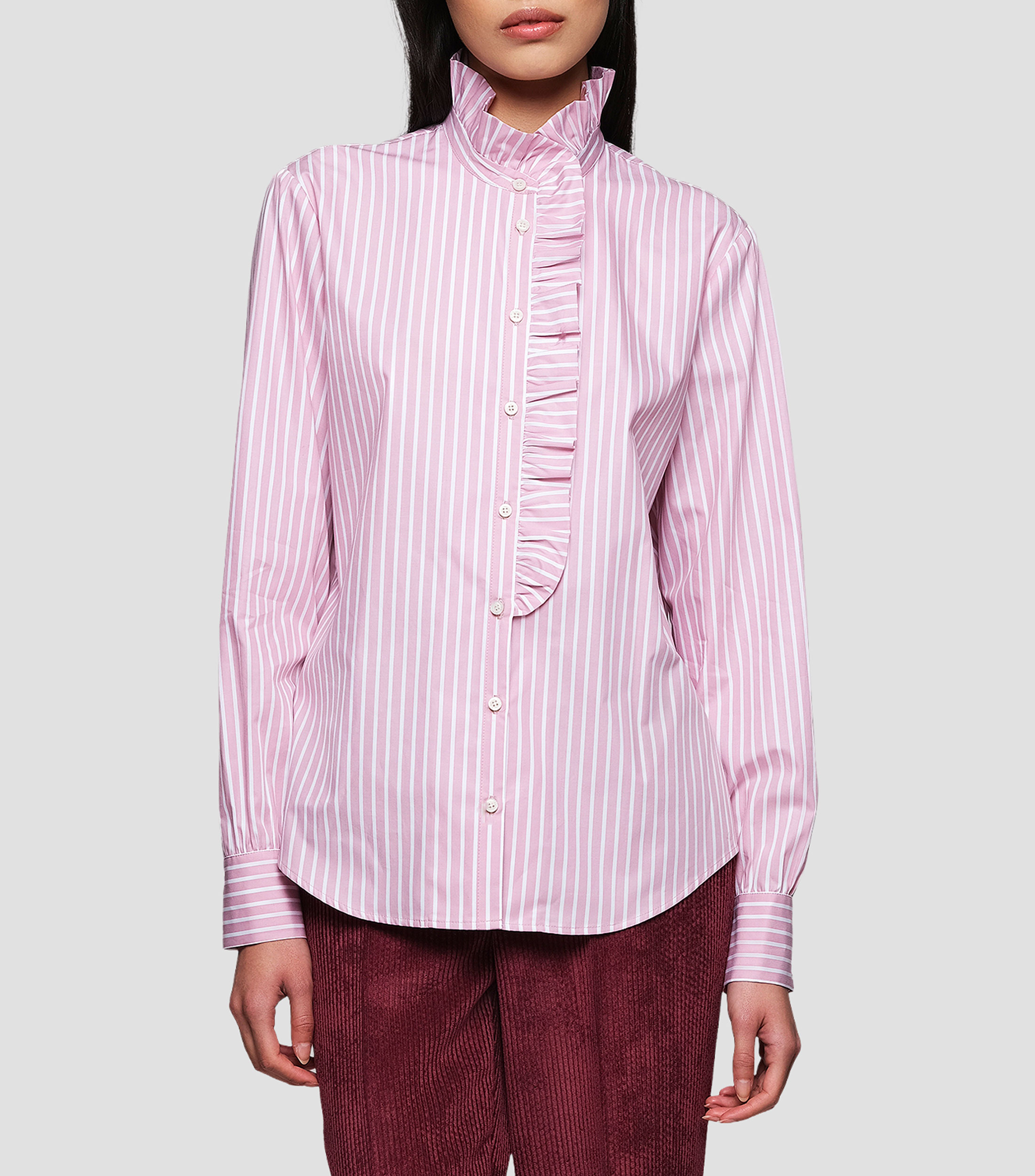 Camisa a rayas manga larga Mujer