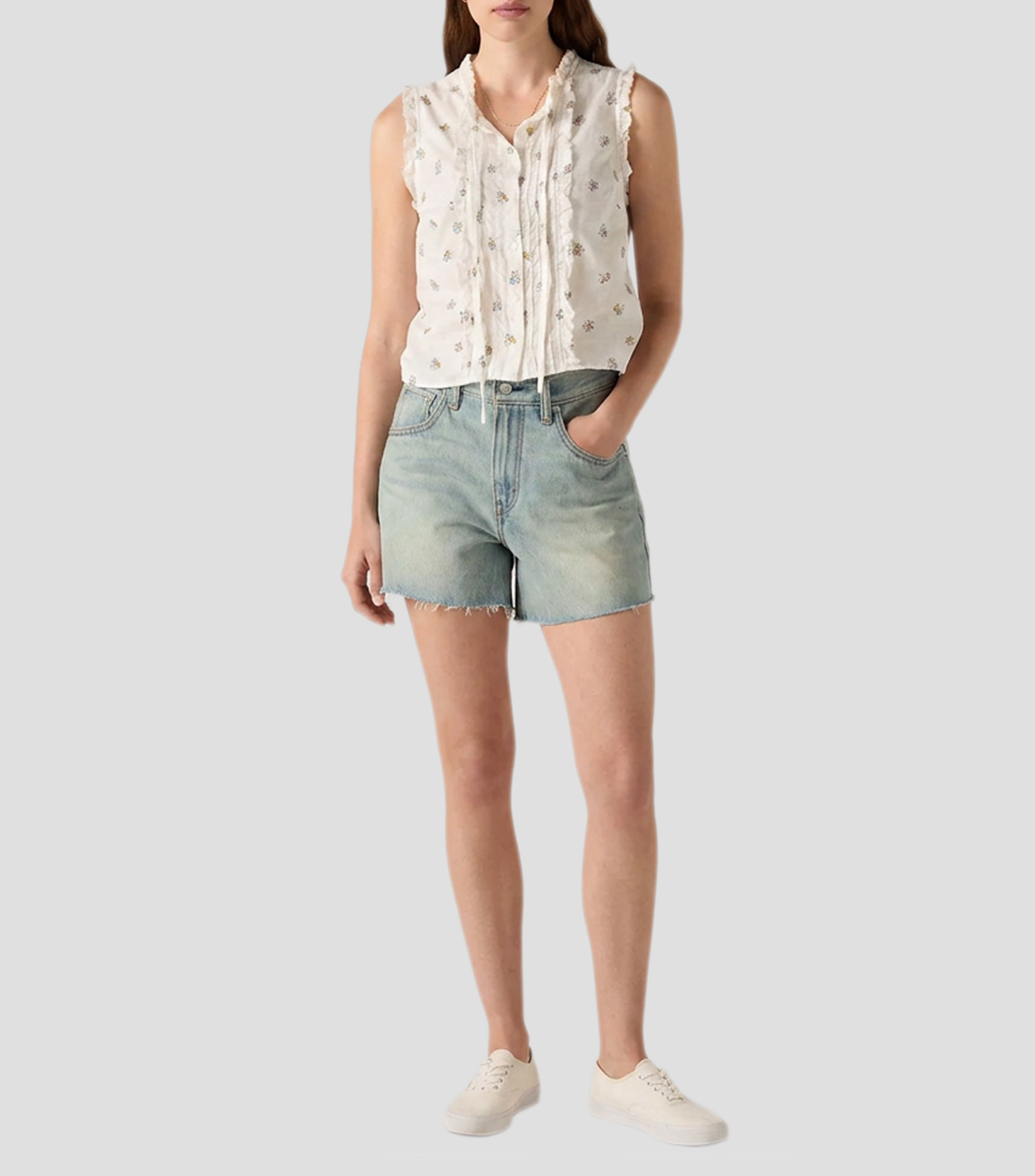 Blusa estampado floral sin mangas Mujer