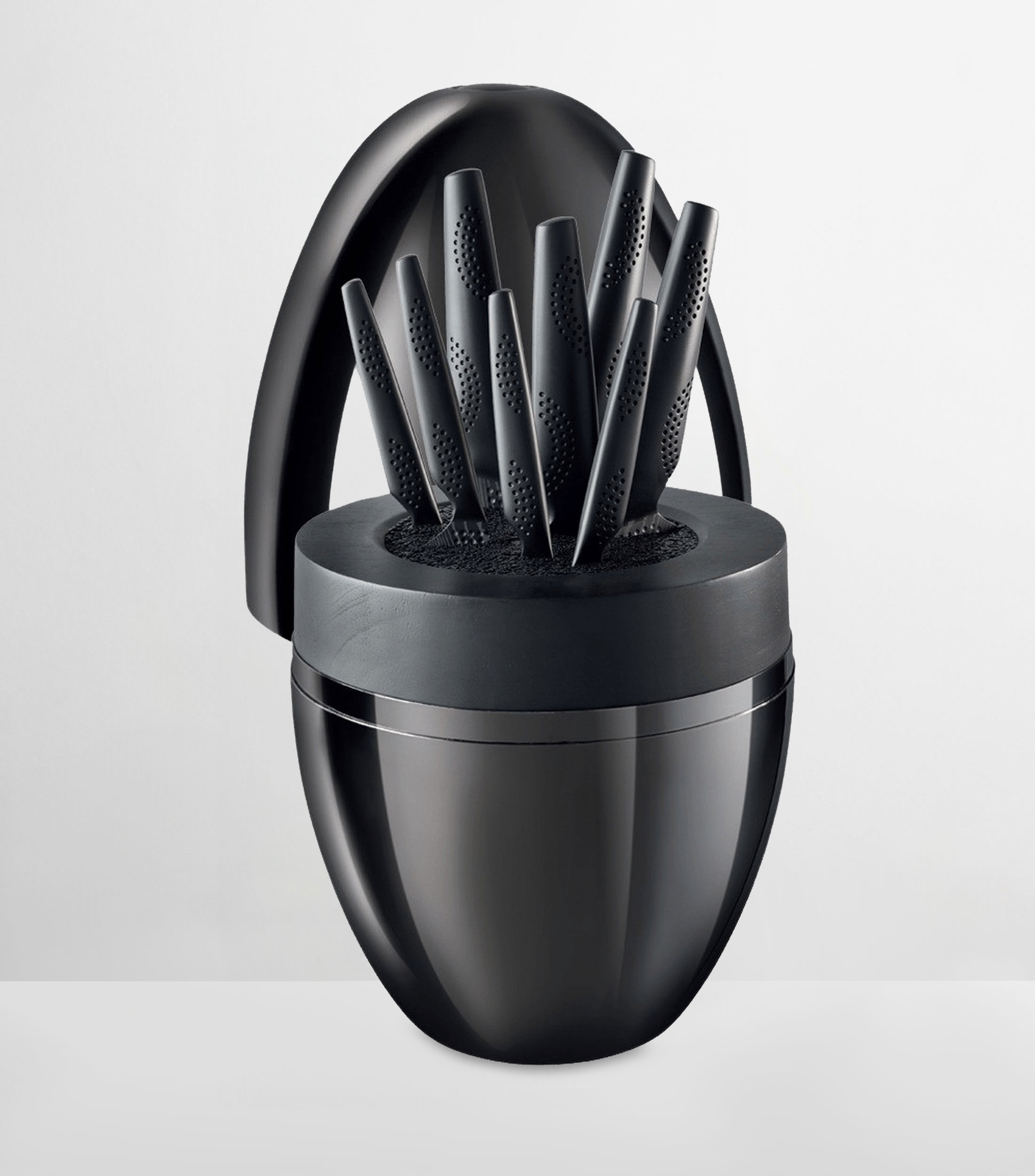 Bloque para Cuchillos 9 piezas Black Samurai Egg en acero inoxidable