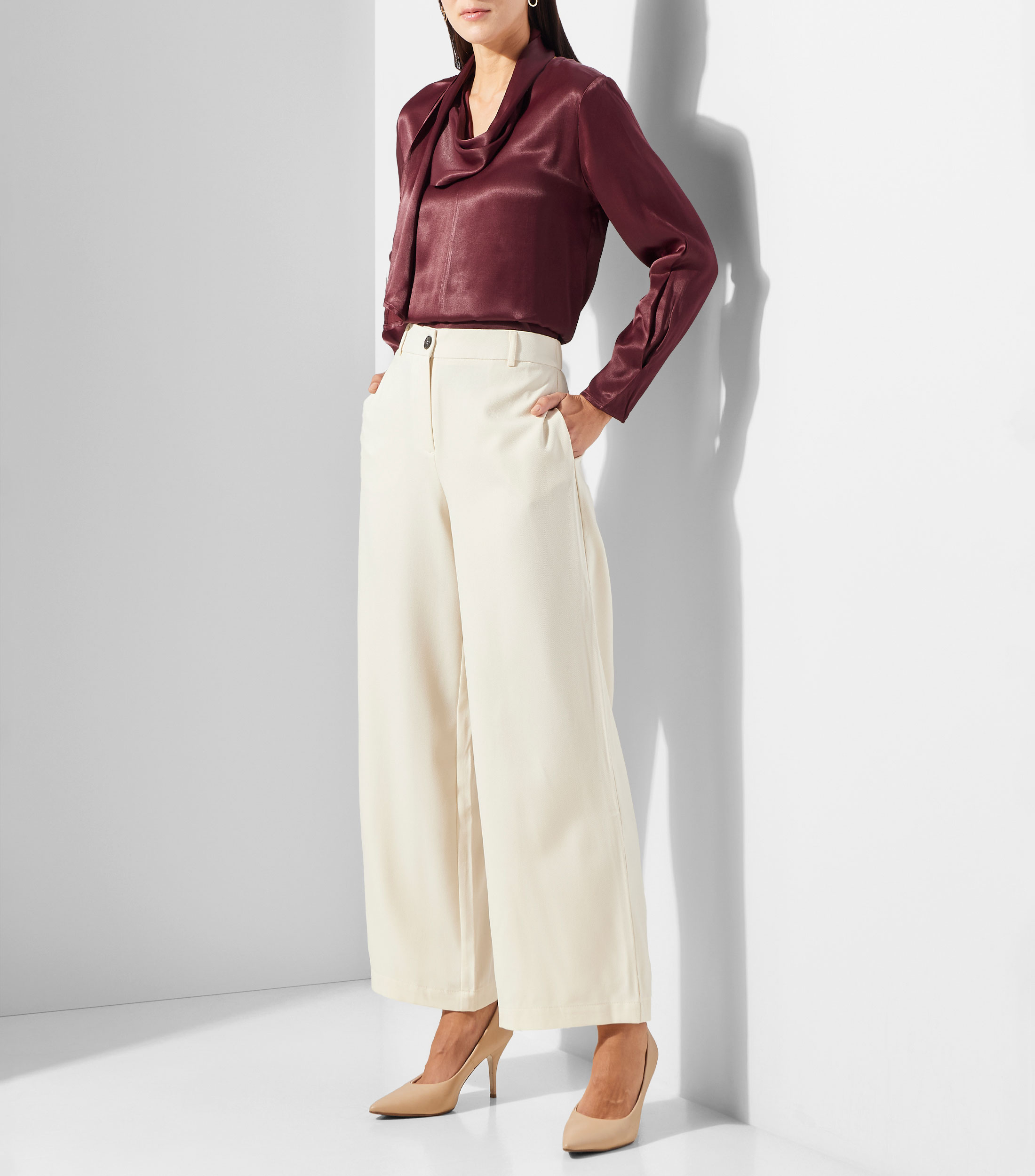 Blusa lisa manga larga Mujer