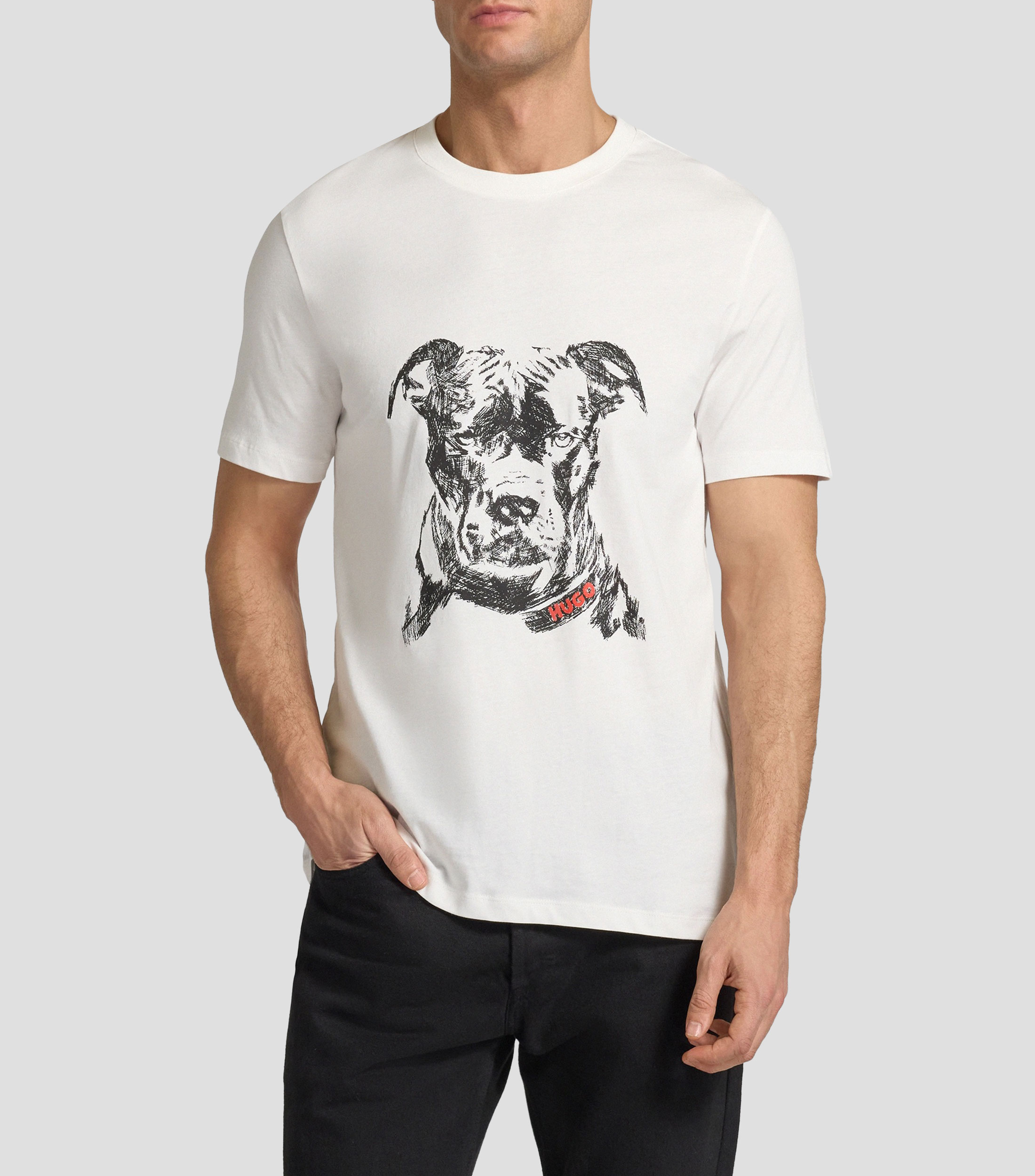 Playera cuello redondo manga corta estampada Hombre