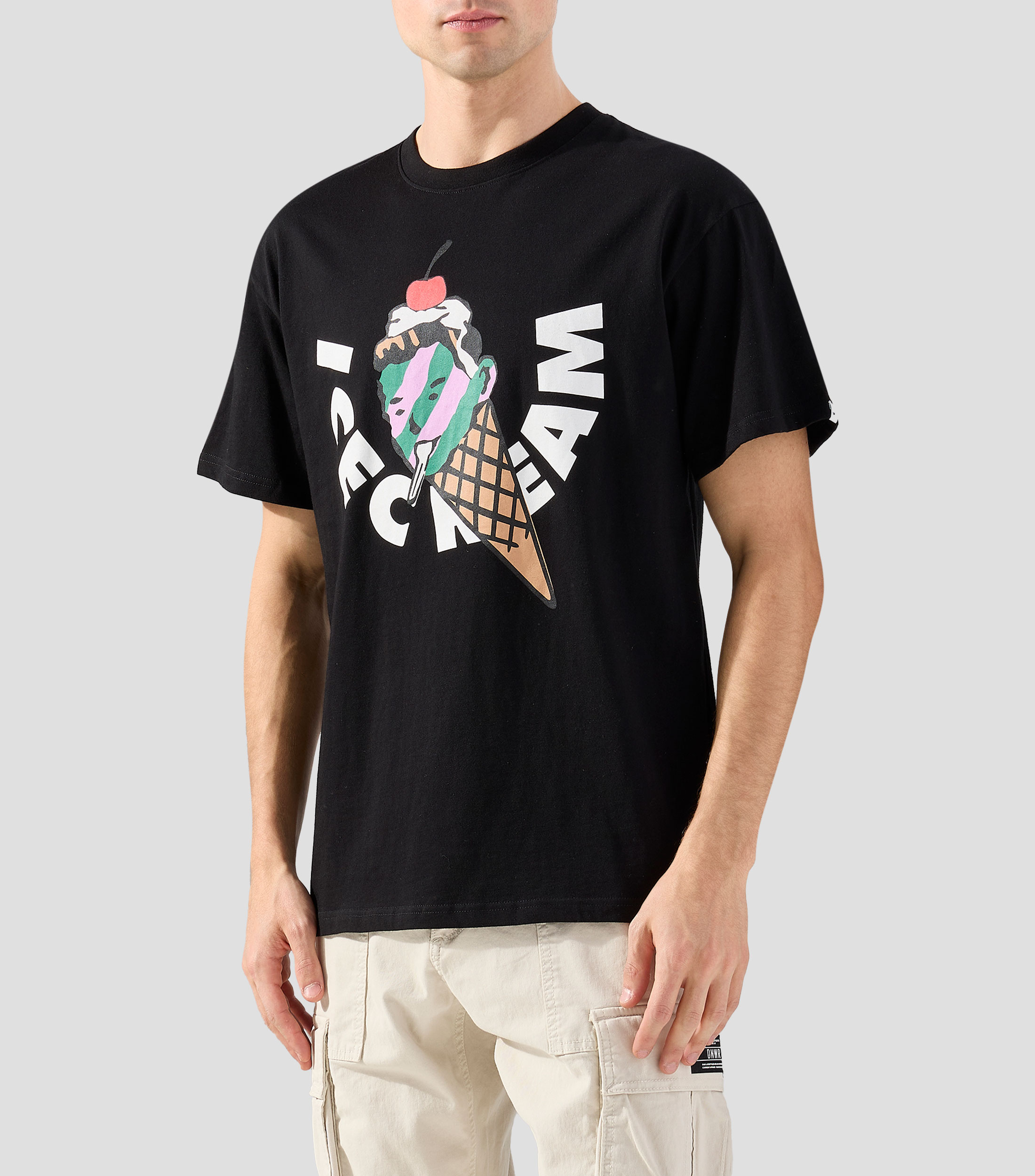 Playera de cuello redondo con manga corta estampada Hombre