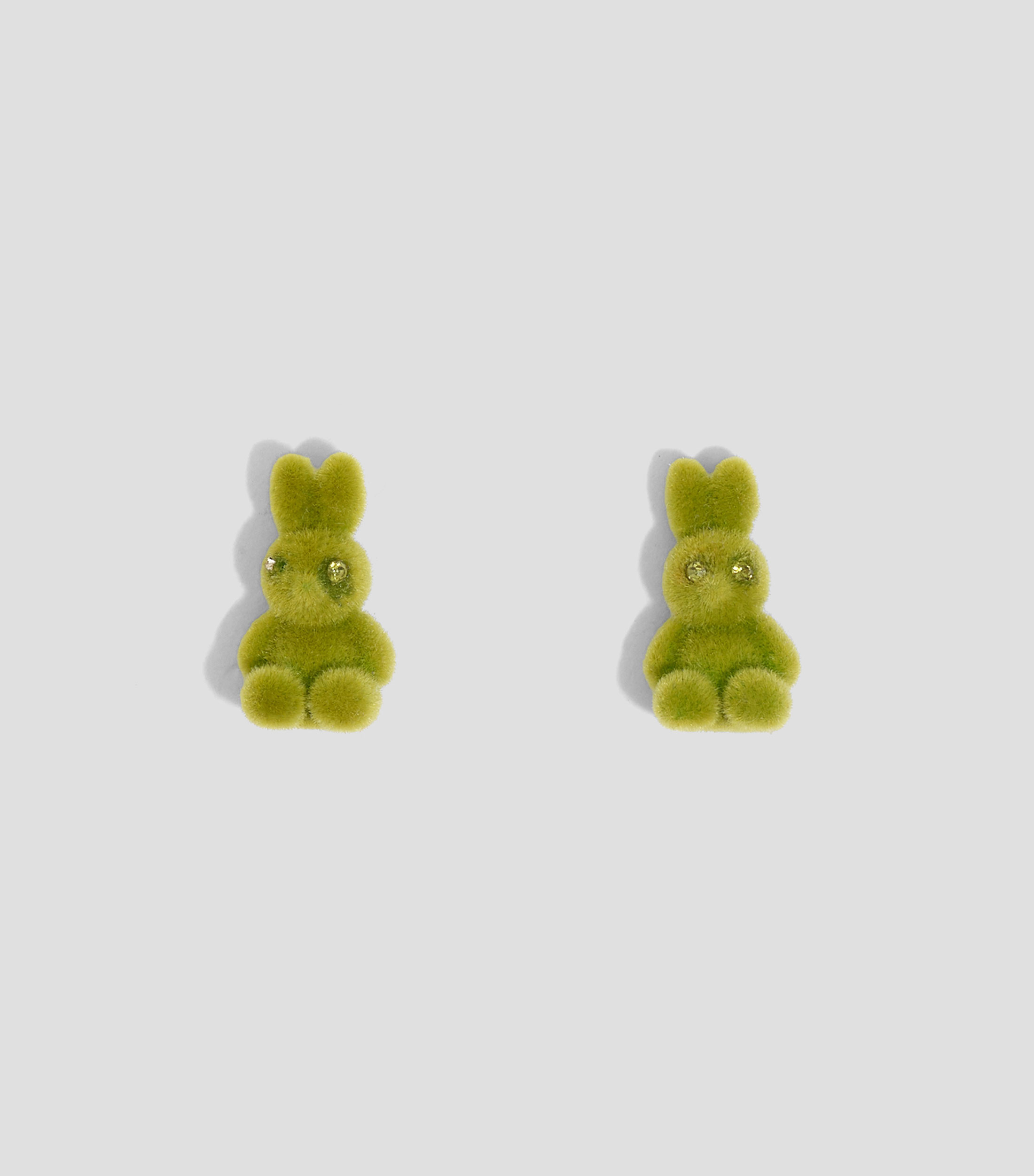 Pendientes conejo flocado verde Mujer