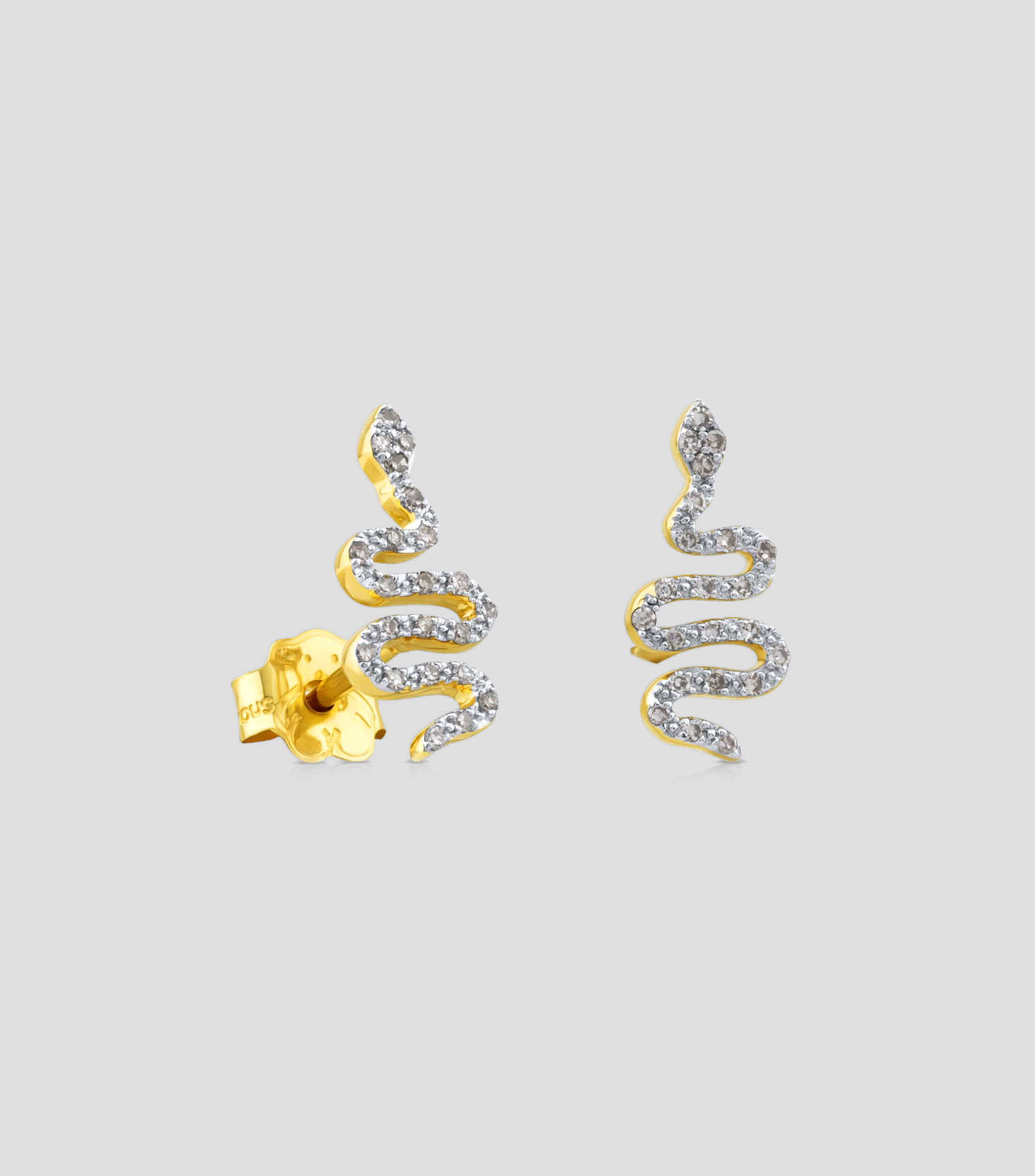 Aretes en oro amarillo 18 Kilates en forma de serpiente con diamantes Gem Power Mujer