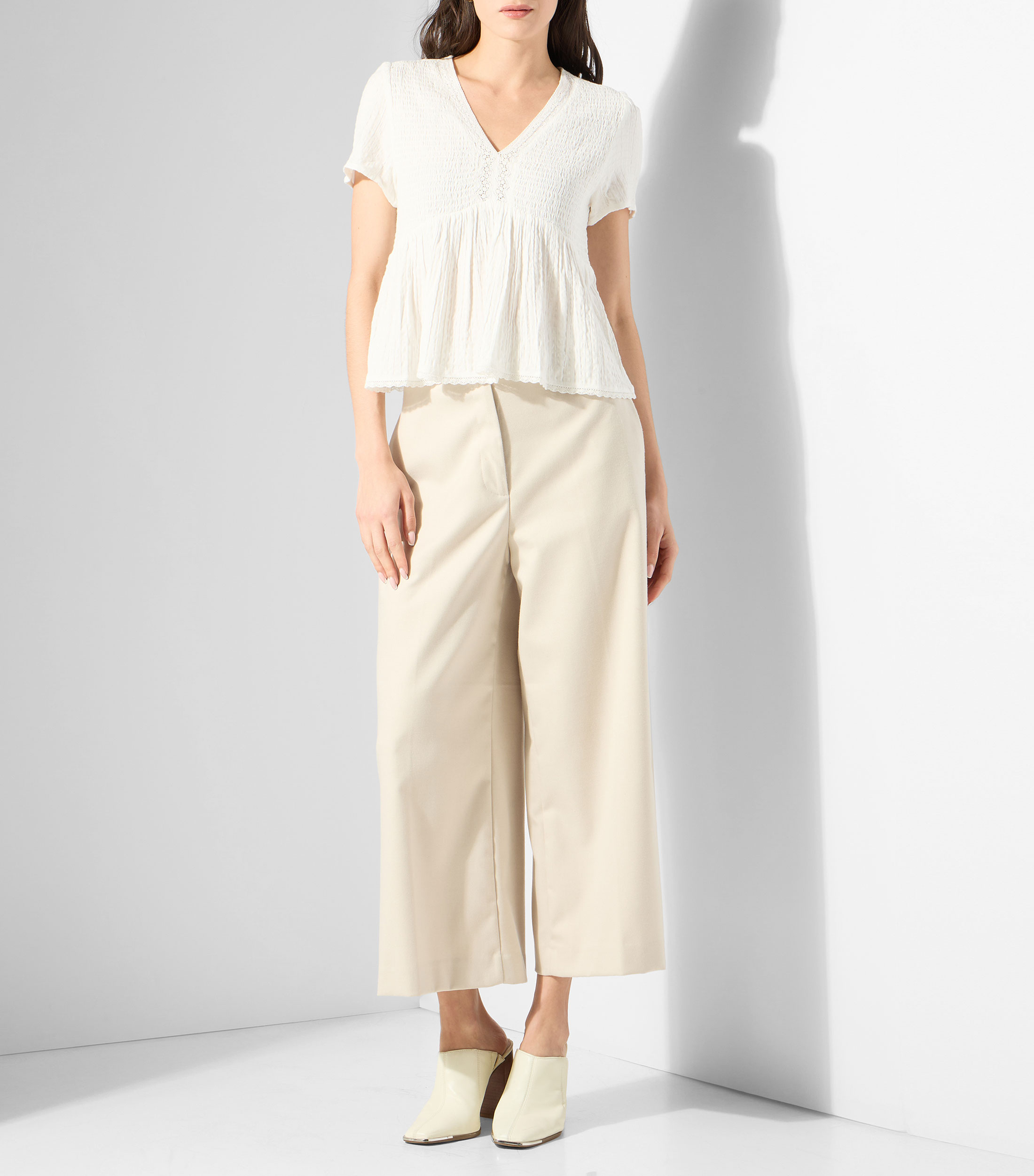Blusa lisa manga corta Mujer