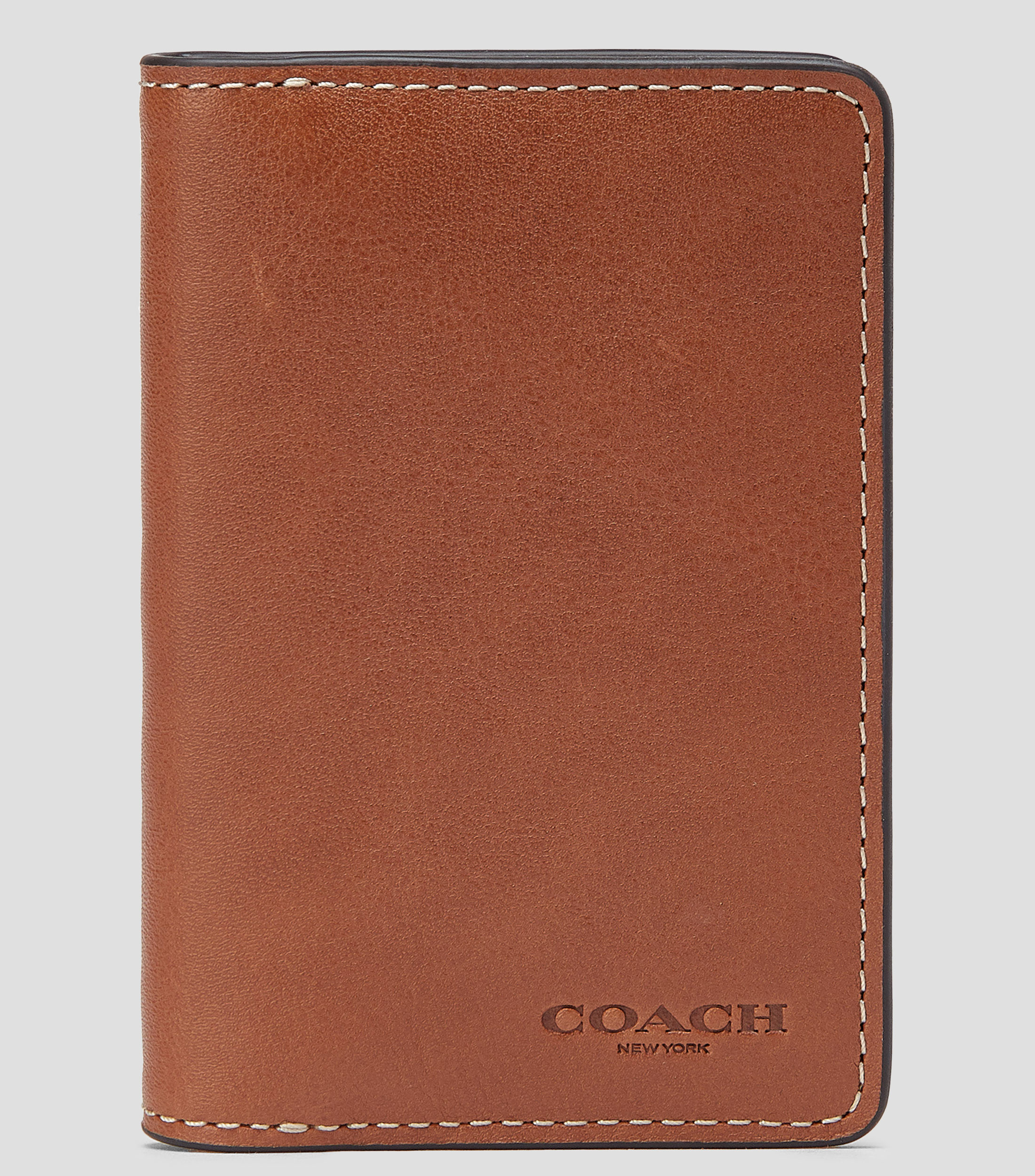 Cartera bifold en piel vacuna liso Hombre