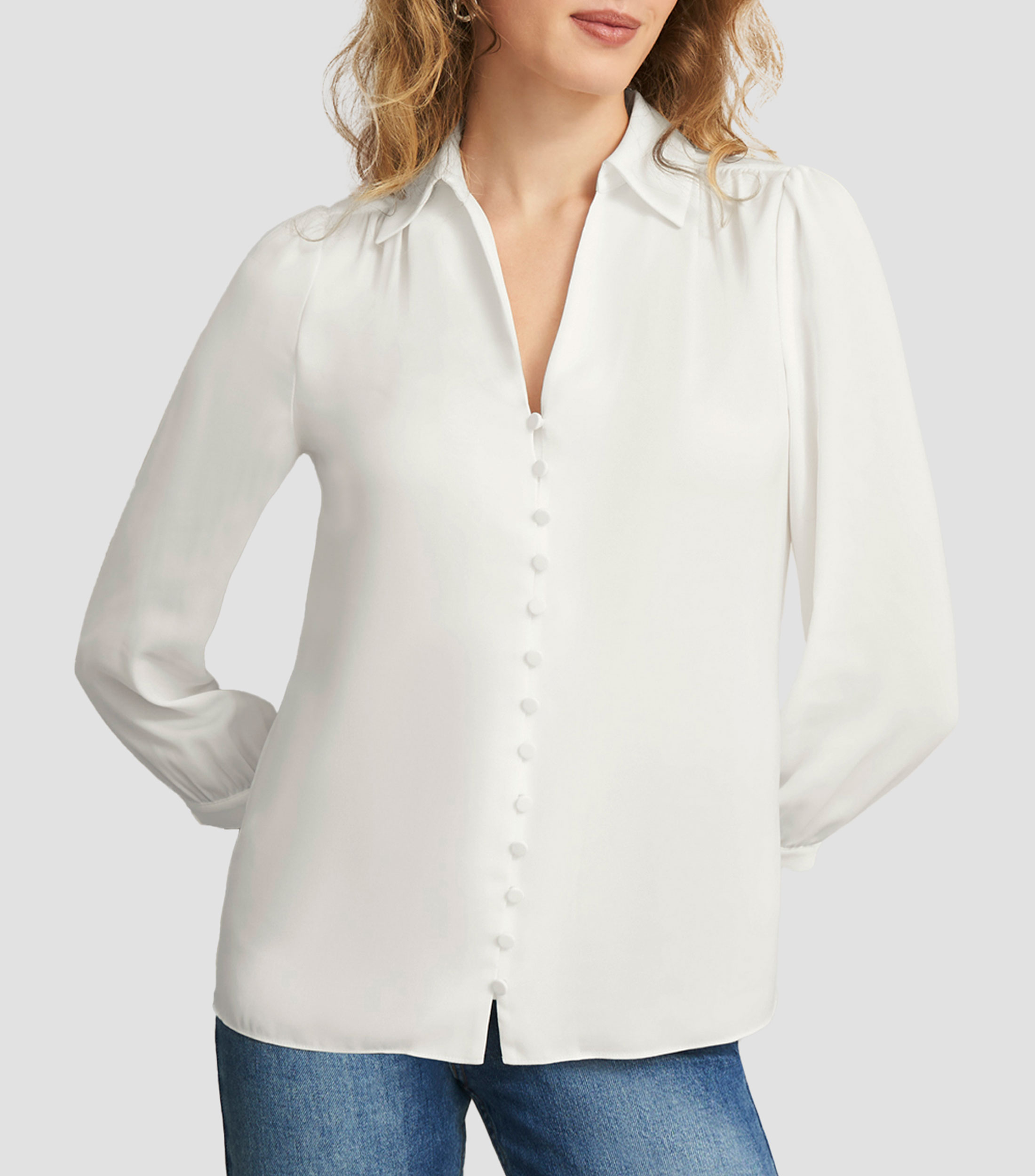 Blusa de cuello camisero y manga 78 Madison Mujer