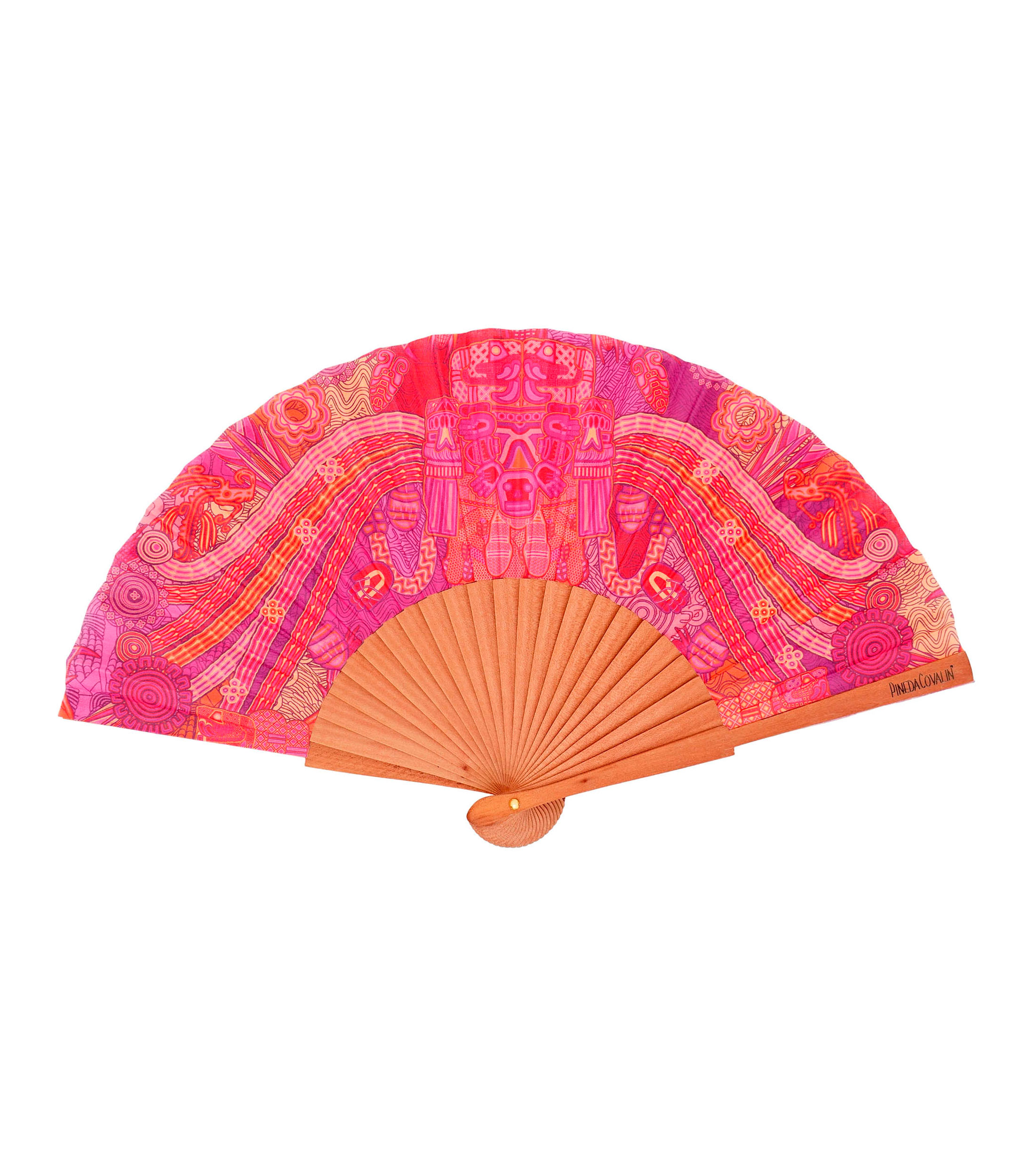 Abanico Coatlicue púrpura, rojo Mujer