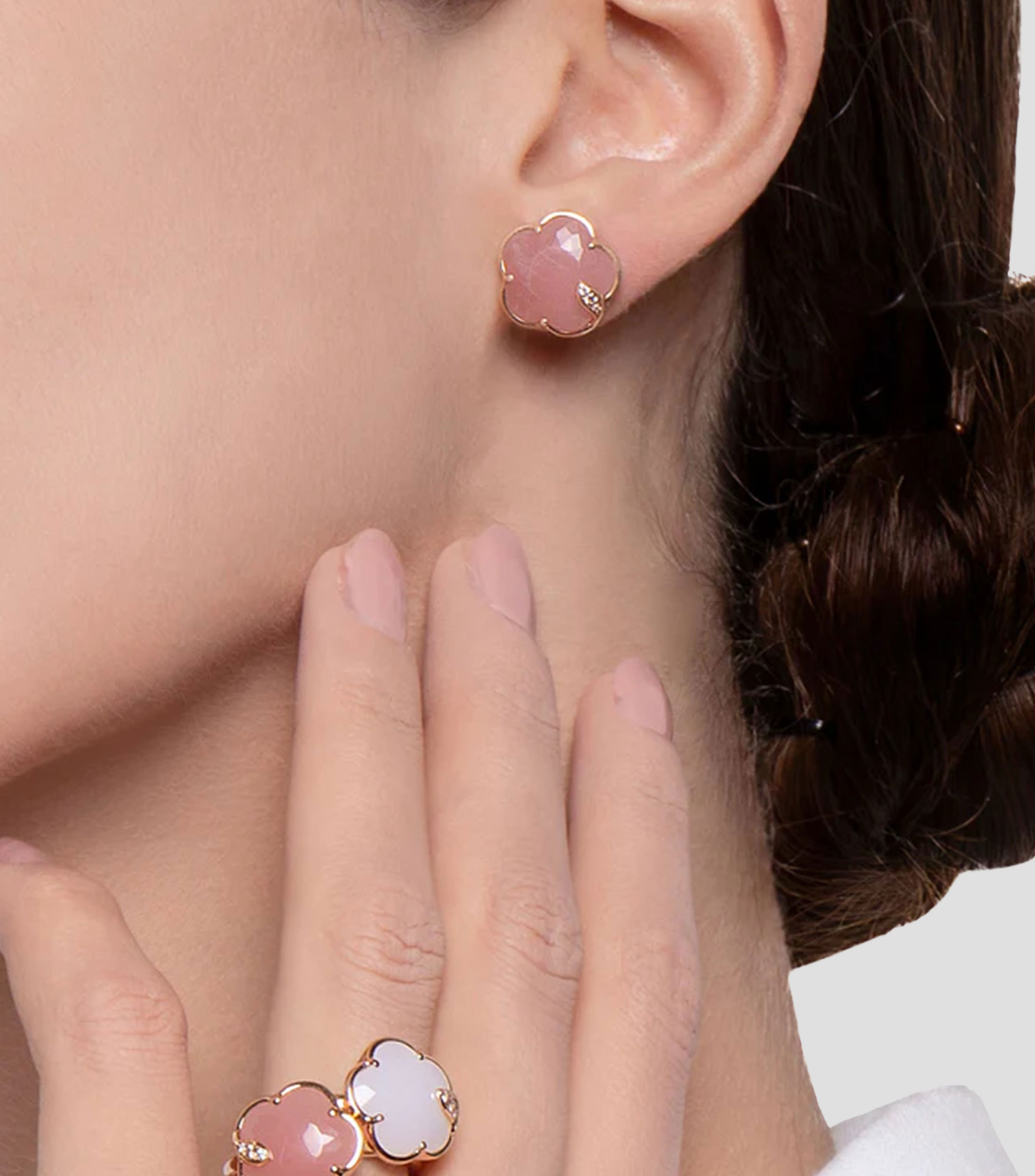 Aretes en oro rosa de 18 Kilates en forma de flor Joli Mujer