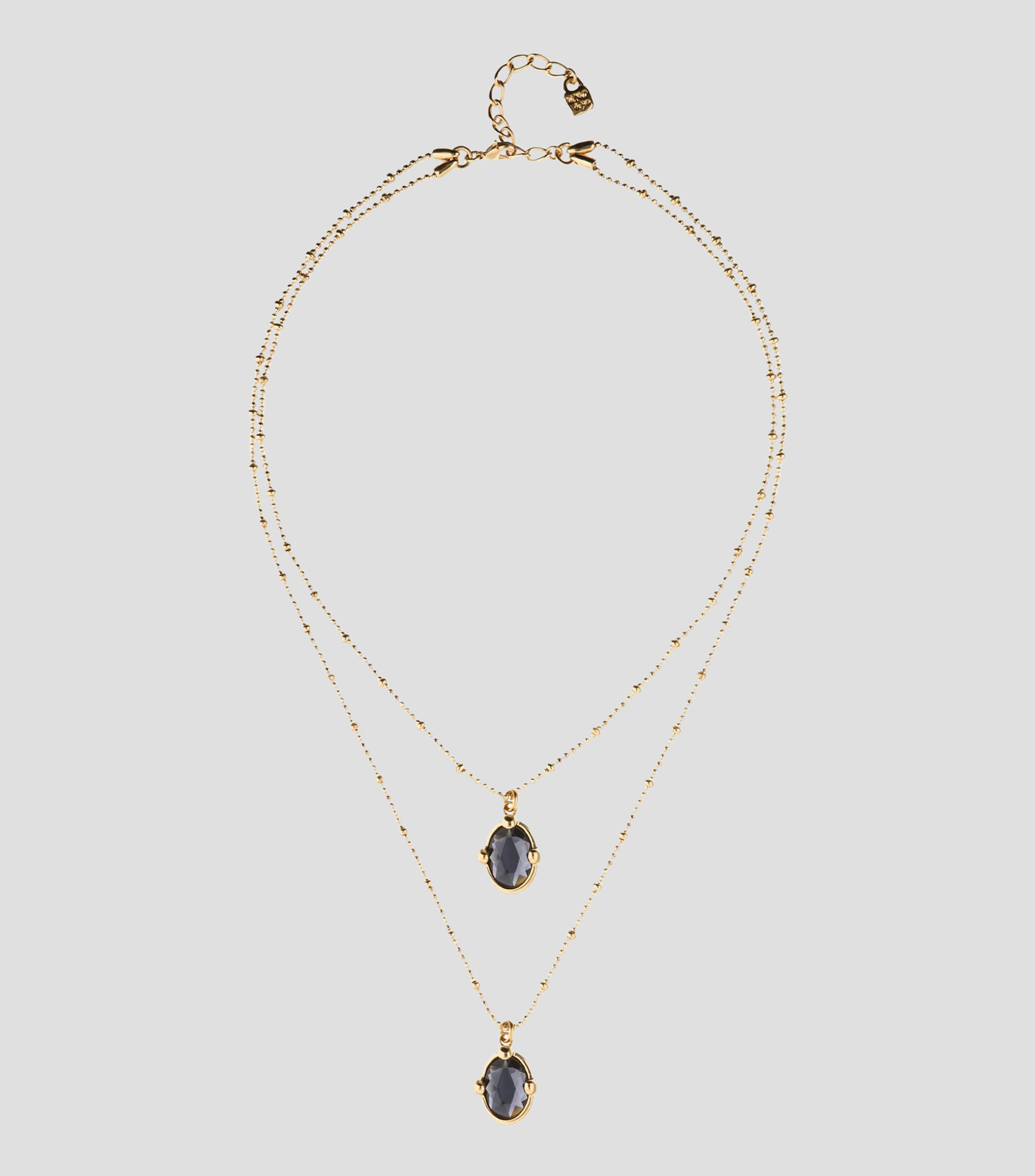 Collar doble con cristal negro Mujer