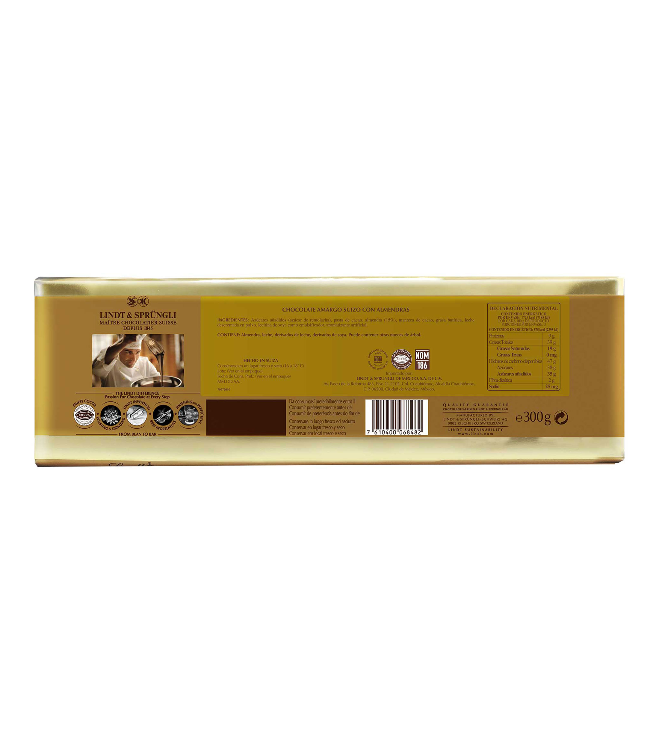 Chocolate Amargo Suizo con Almendra, 300 gr