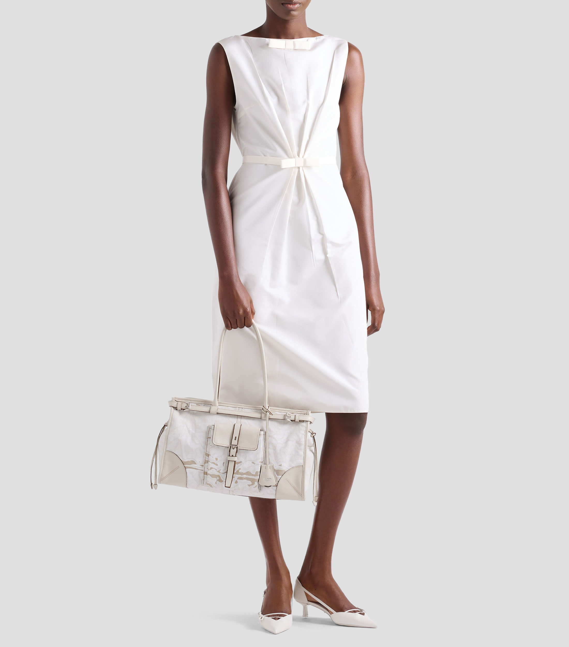 Bolsa Tote Blanca Bonnie con Detalles en Piel, Mujer