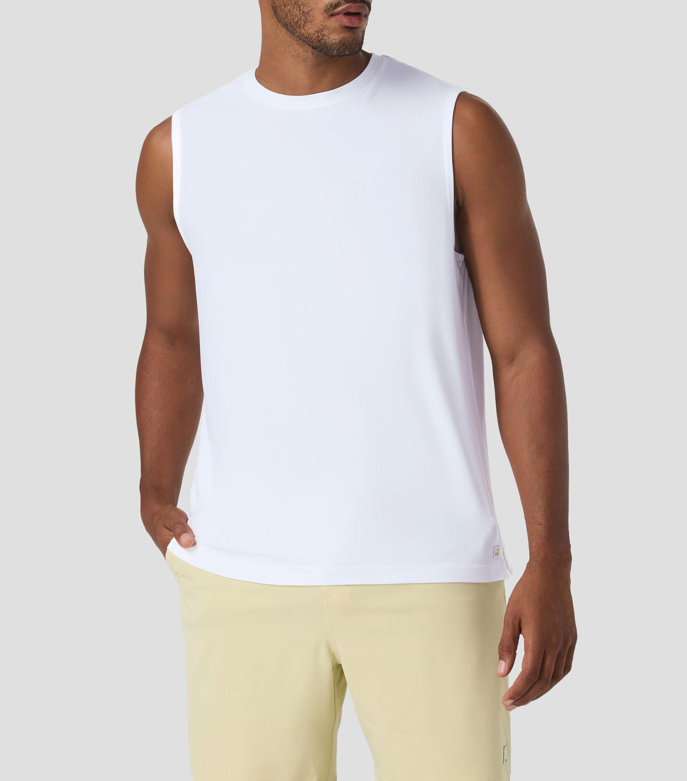 Playera de entrenamiento cuello redondo sin mangas lisa Hombre