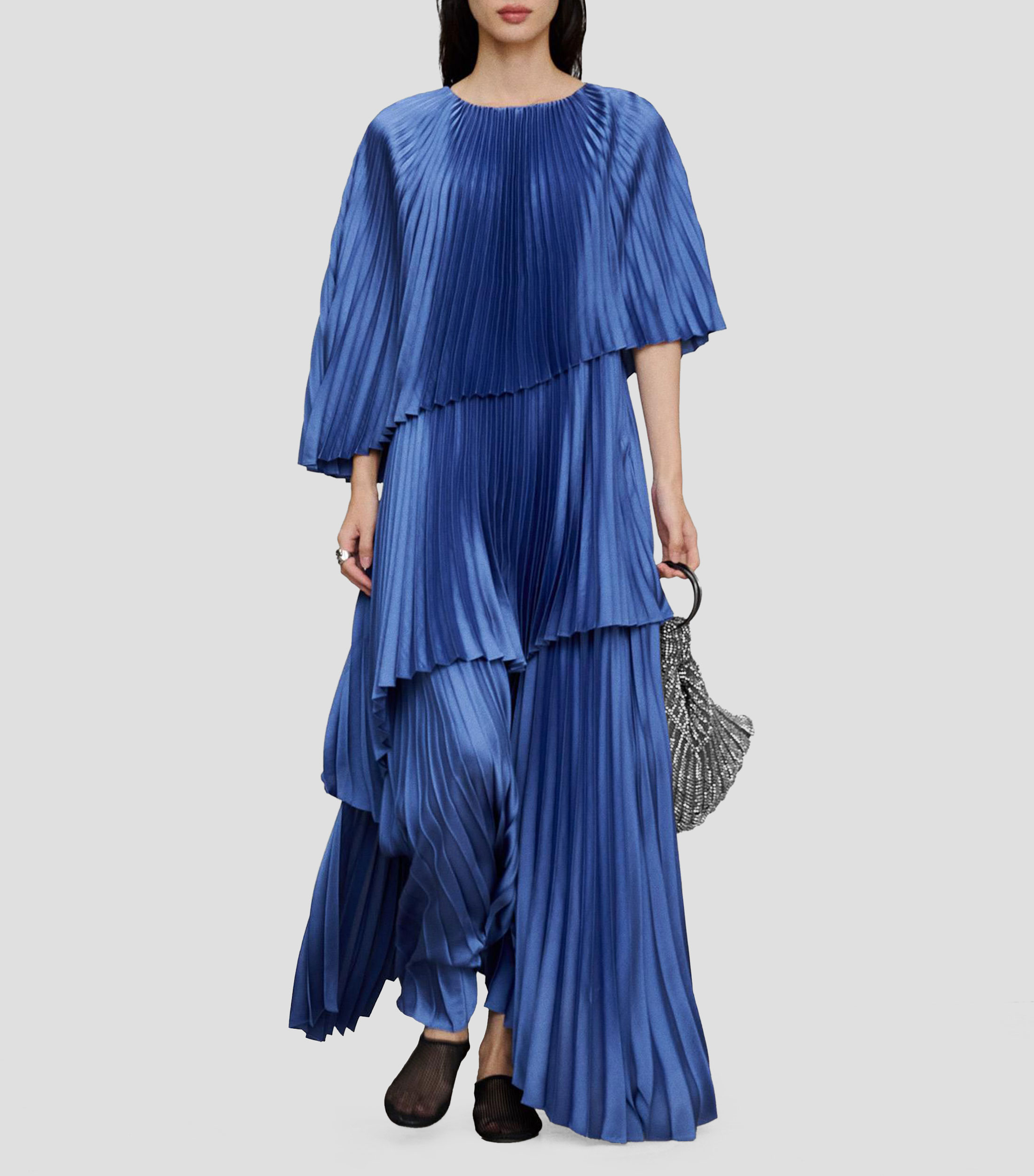 Vestido largo liso capas Mujer