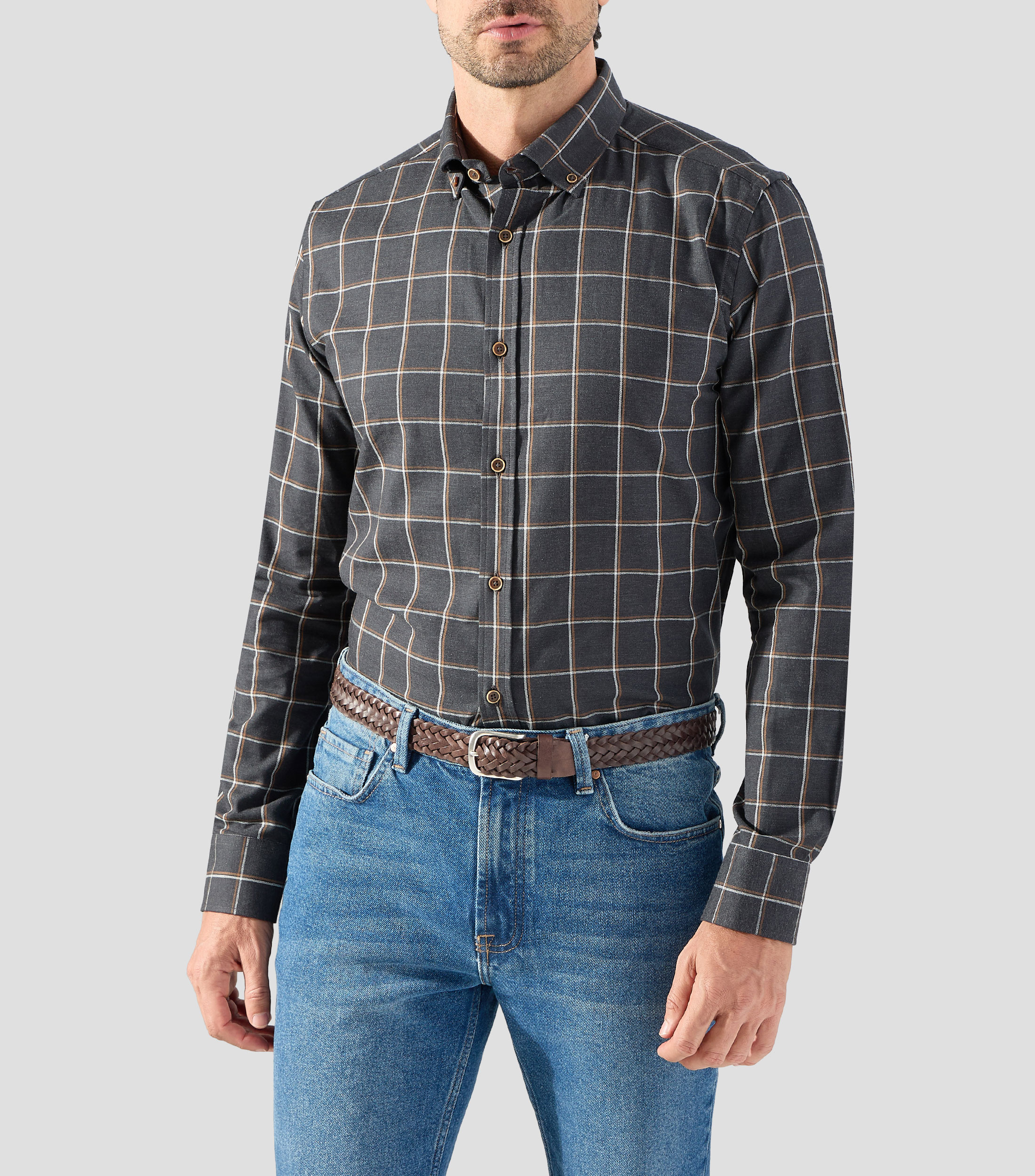 Camisa a cuadros manga larga Hombre