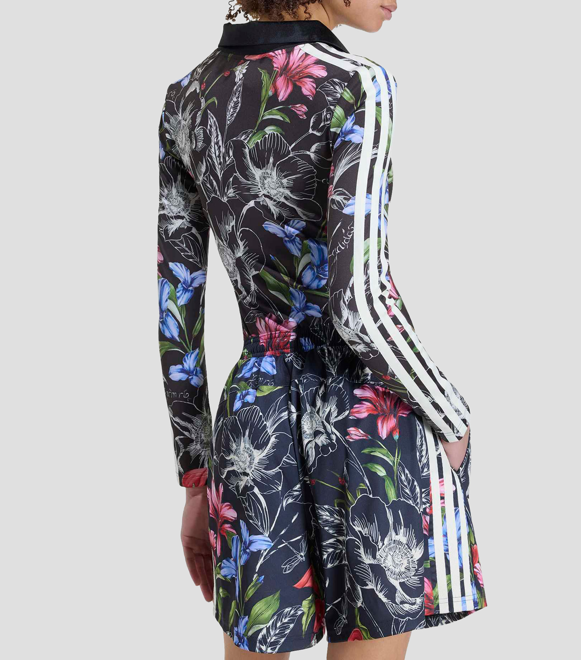 Body cuello V con estampado manga larga Mujer