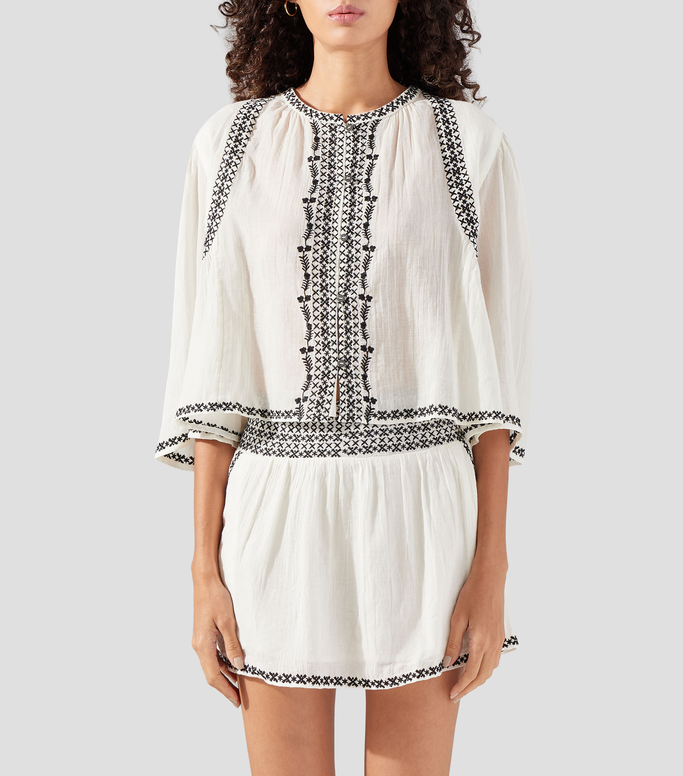 Blusa sólido manga 3/4 Mujer