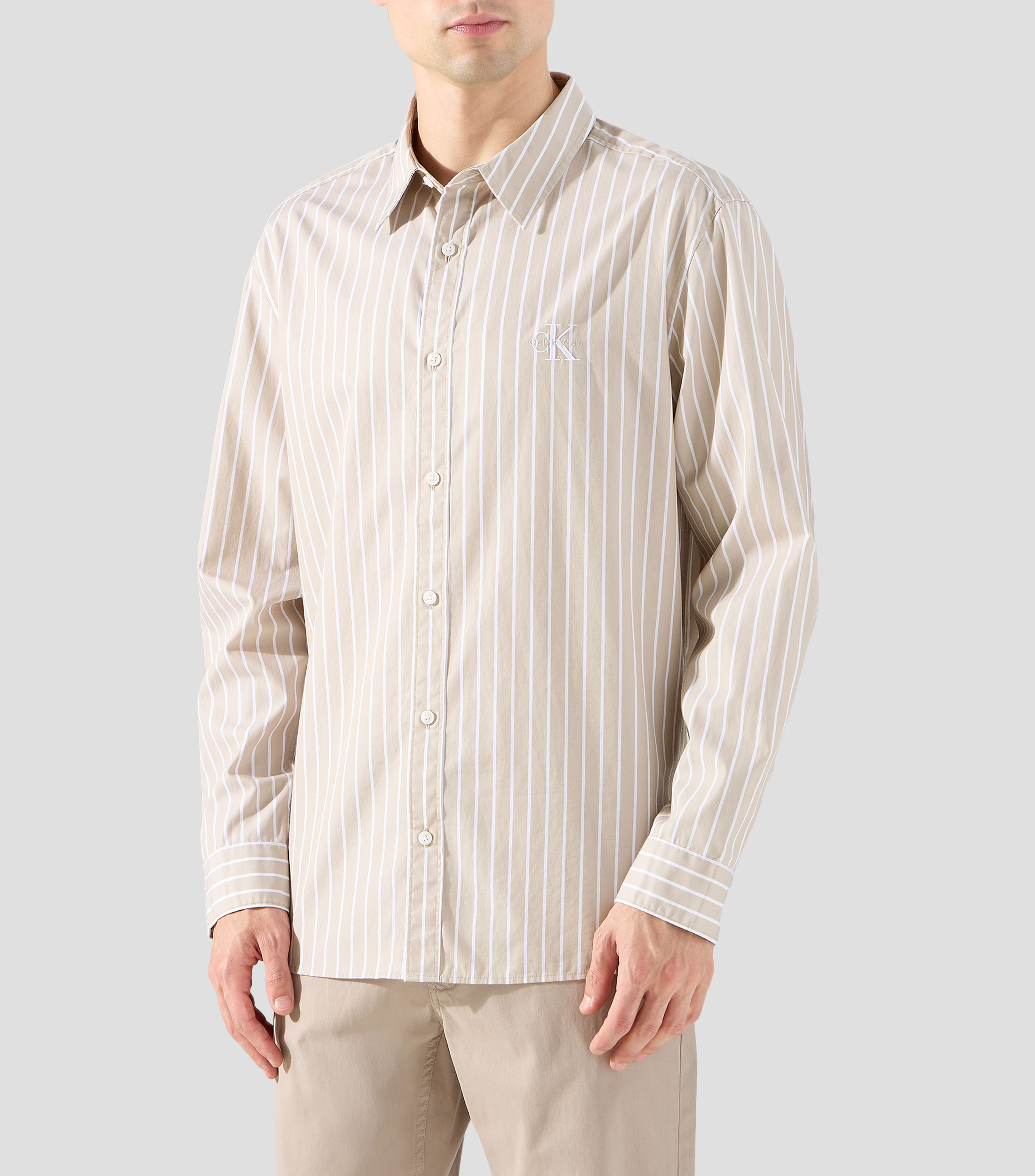 Camisa con rayas manga larga Hombre