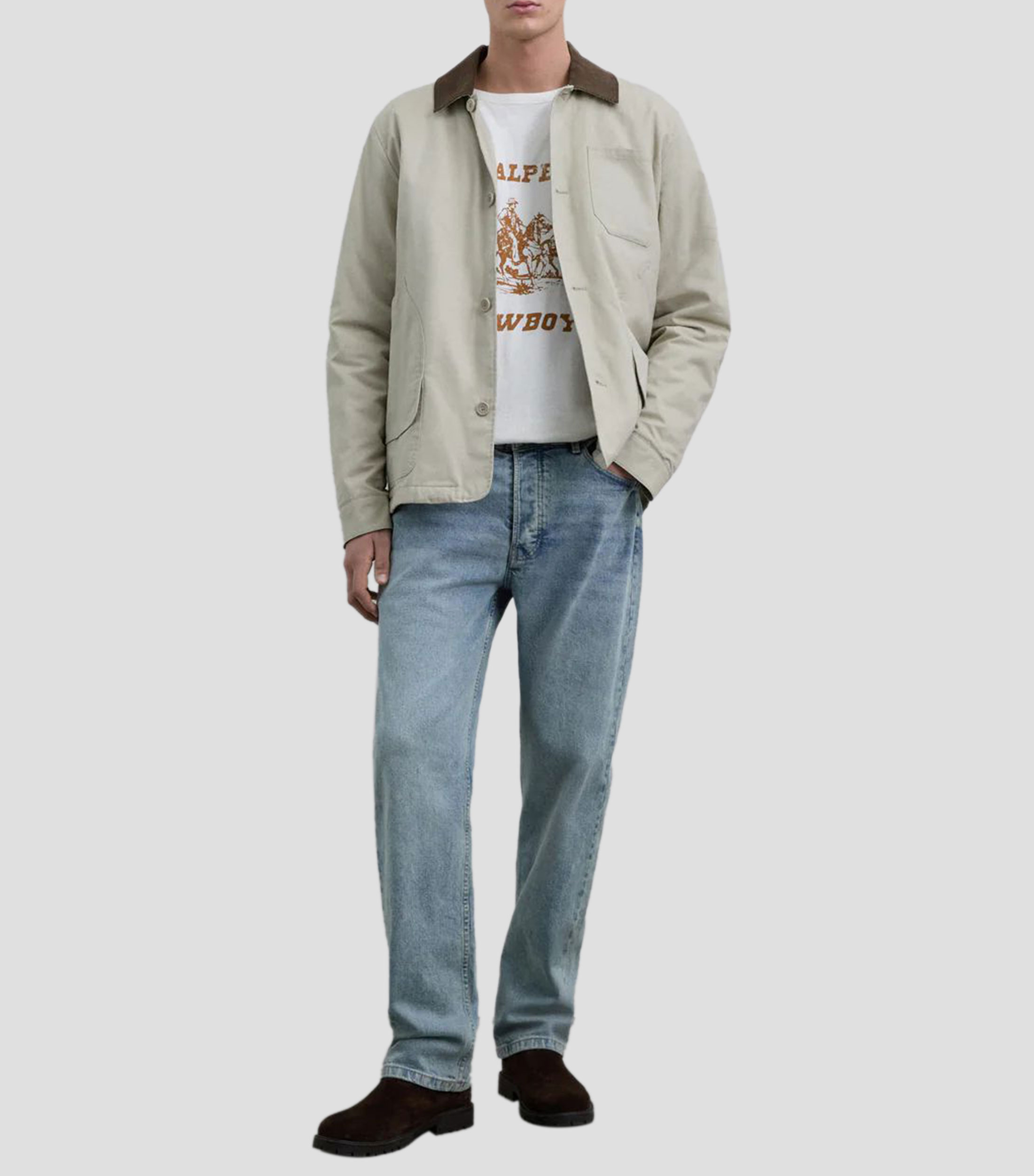 Playera cuello redondo manga corta con estampado Hombre