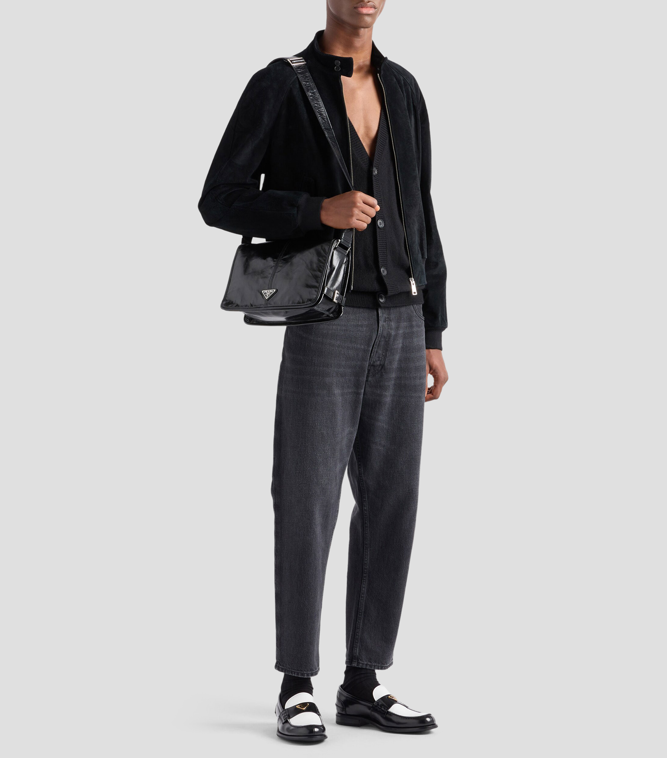 Bolso Crossbody en Piel Sólido Hombre
