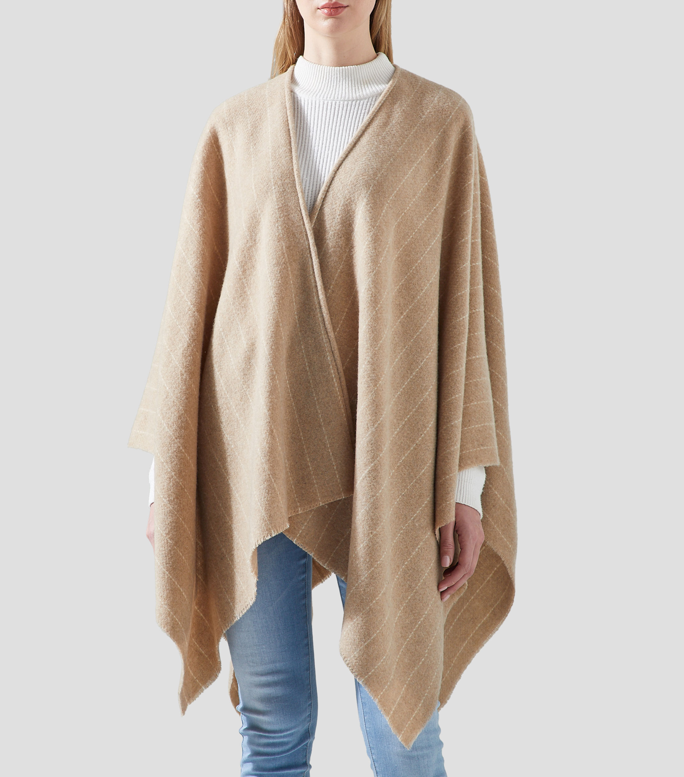 Poncho De Punto Para Mujer Con Flecos - Capa Ligera, Unisex, Para Otoño Y Primavera, Colores Sólidos