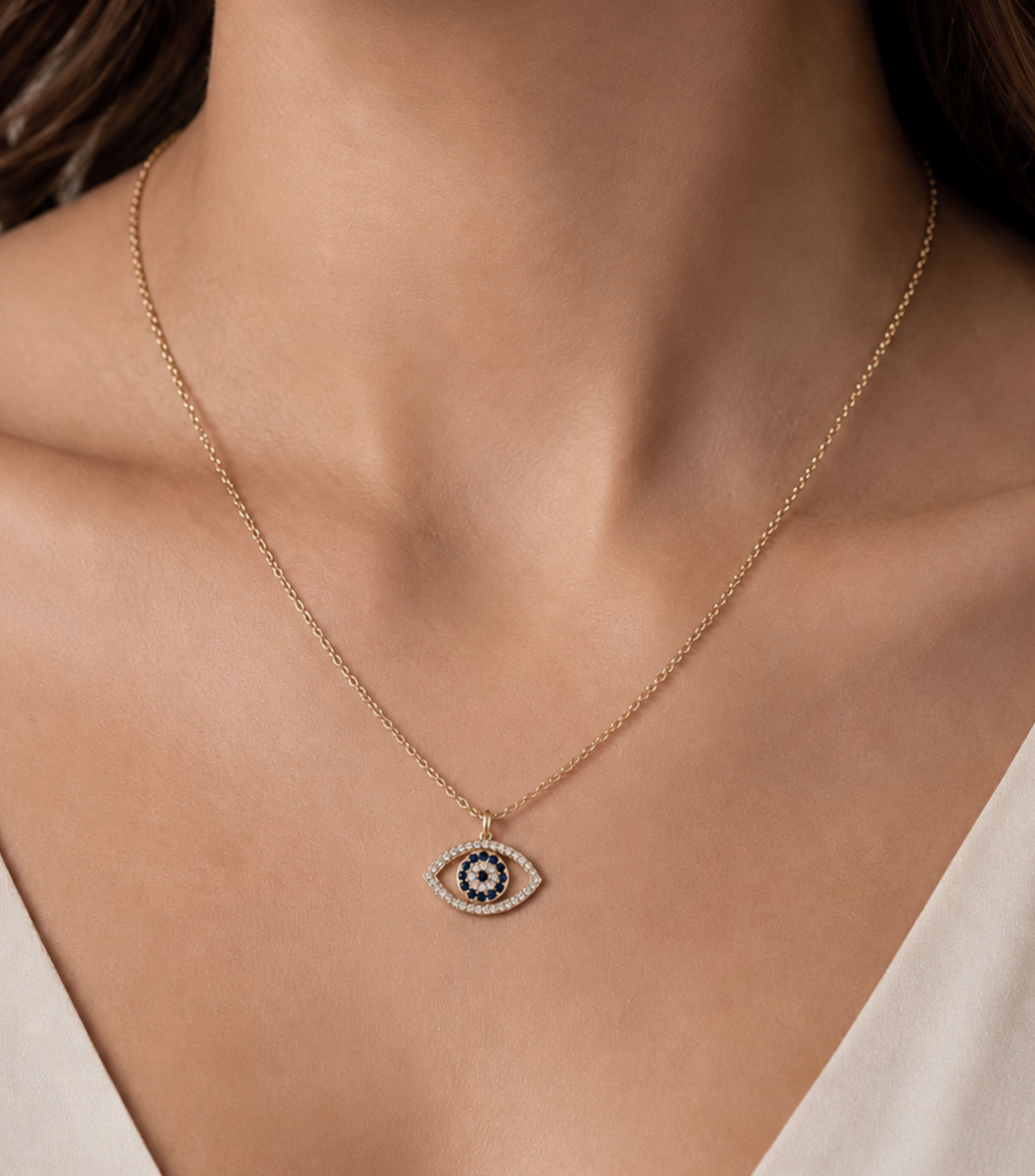 Collar ojo turco ovalado Mujer