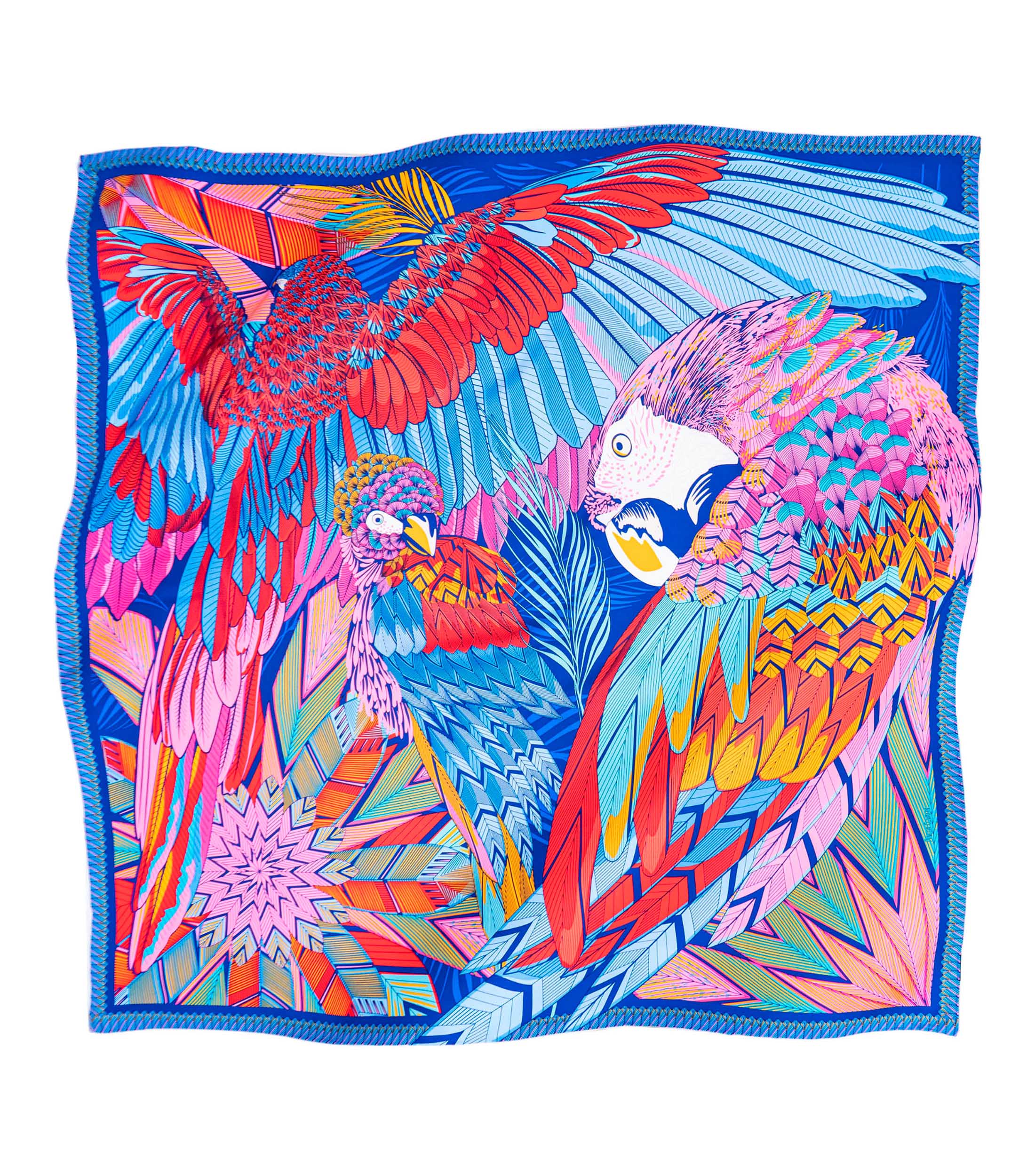 Mascada de seda con guacamaya Mujer