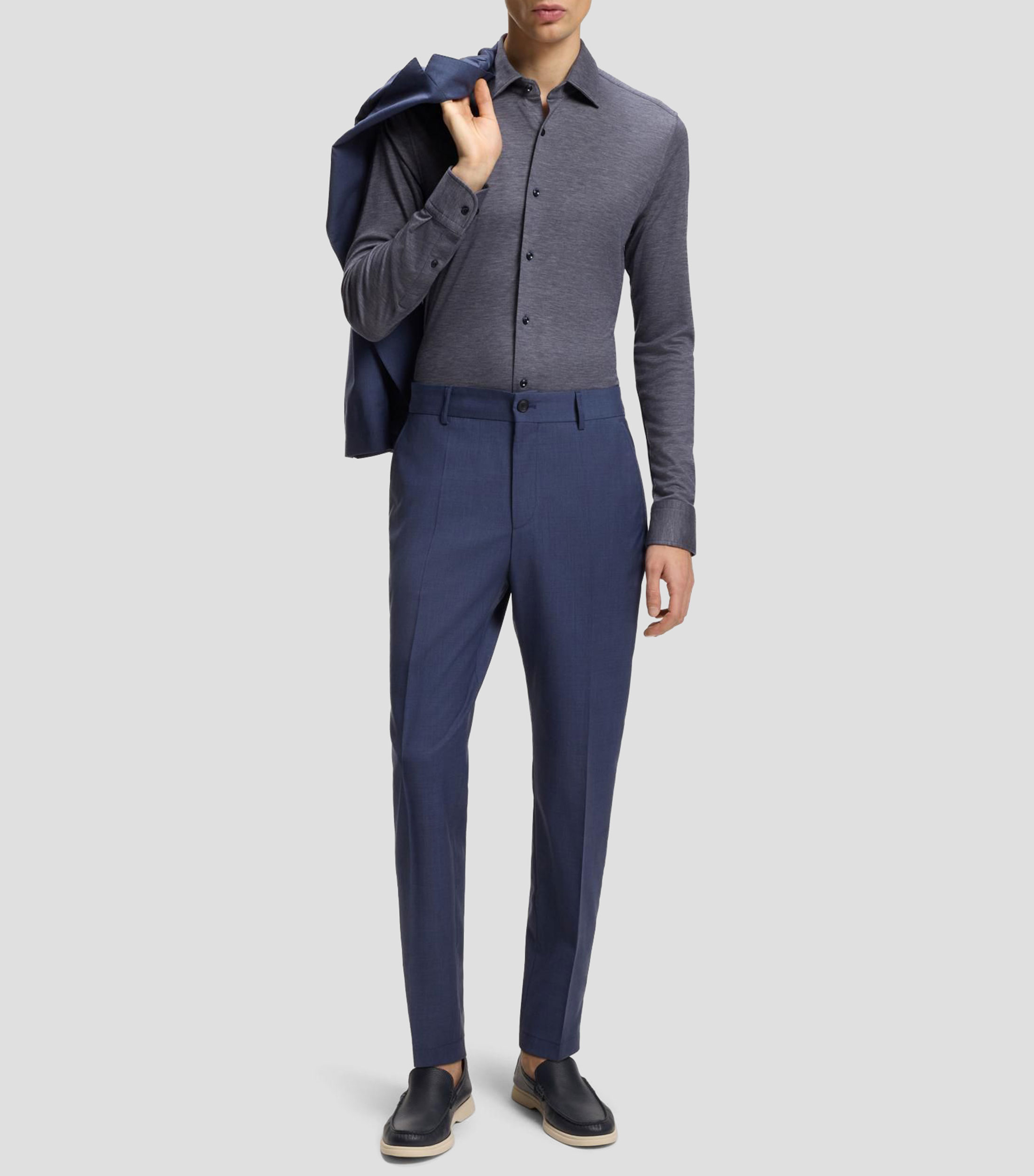 Camisa de vestir jaspeada con manga larga Hombre