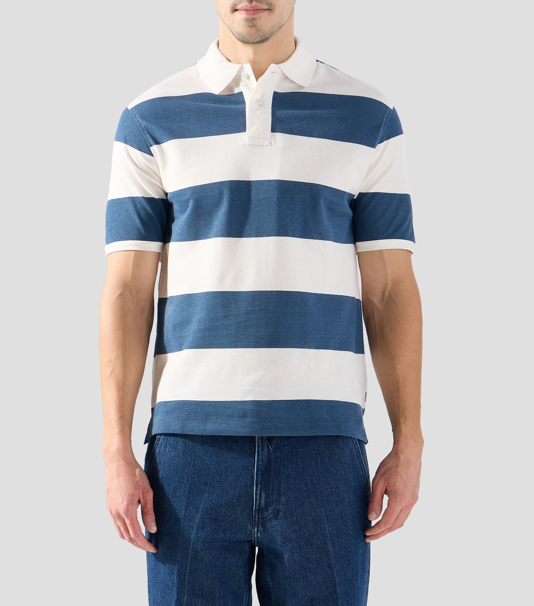 Playera tipo polo manga corta rayas Hombre