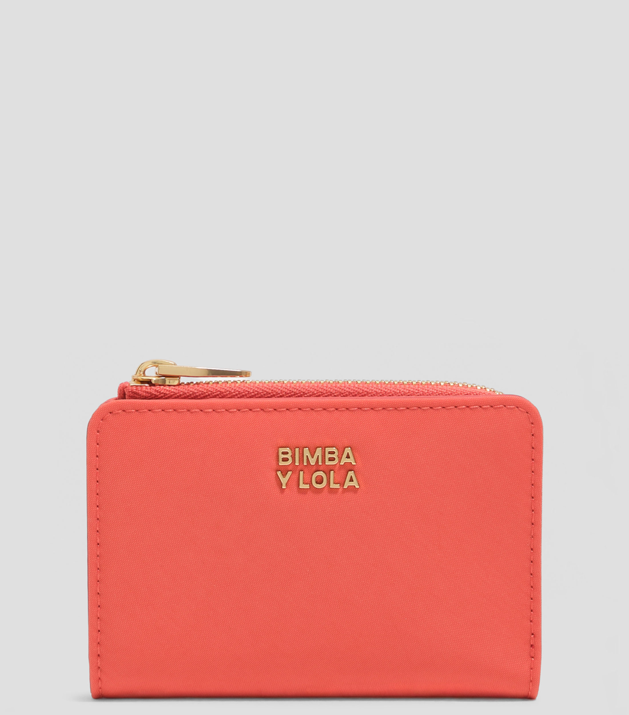 Cartera compacta nylon coral Mujer