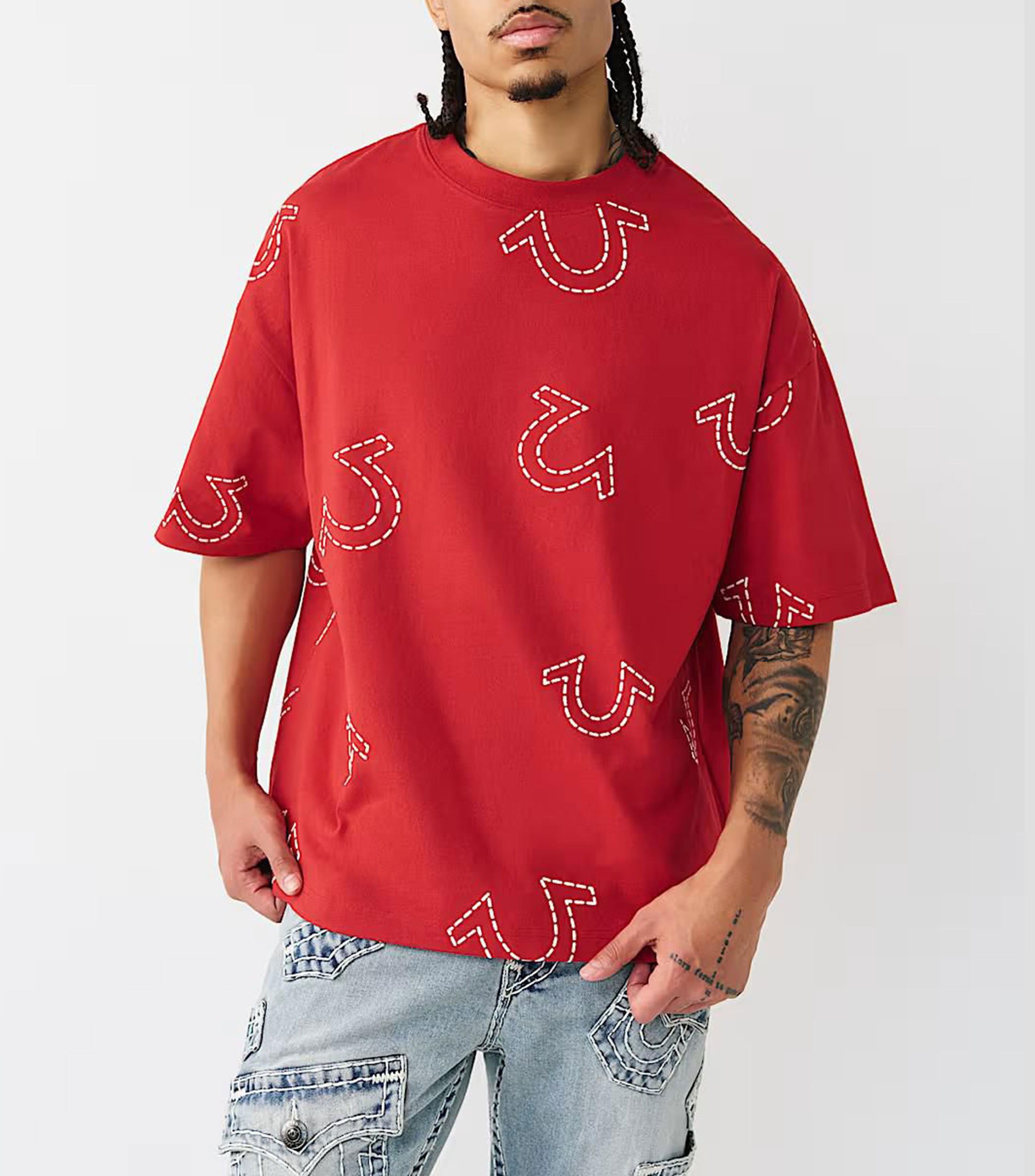 Playera cuello redondo manga corta estampada Hombre