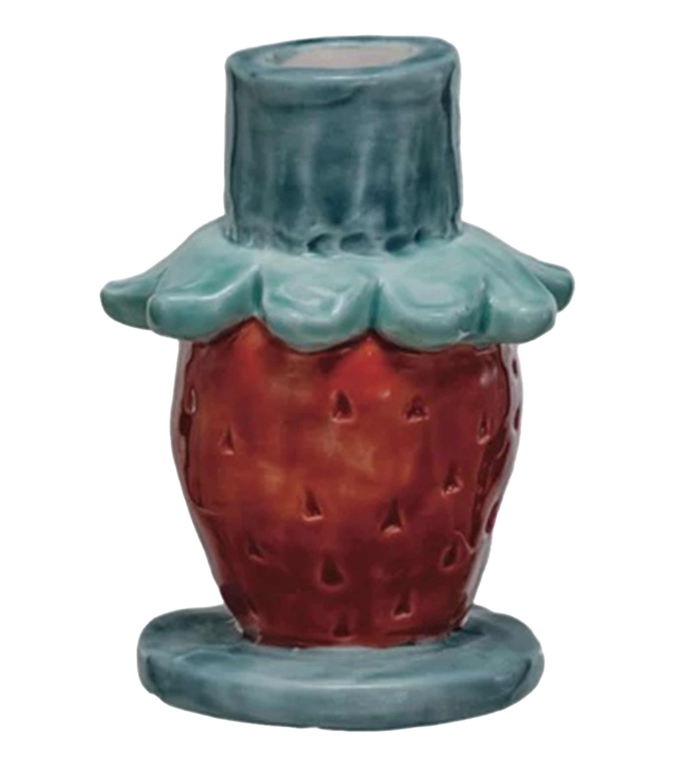 CANDELABRO ANTICO IN Metallo Con Fusto Ceramica Dipinto Mano Candeliere