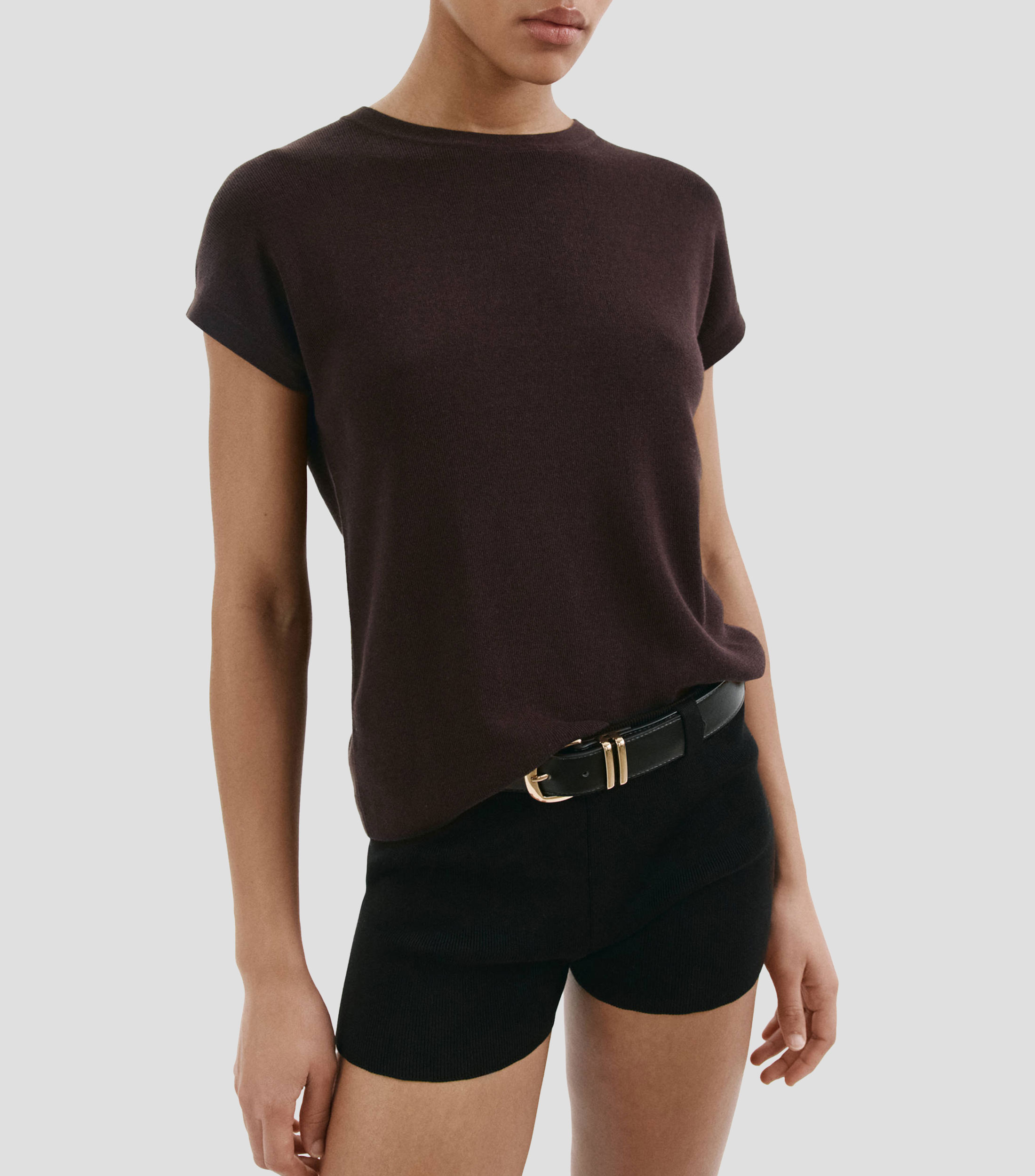 Playera cuello redondo manga corta lisa Mujer