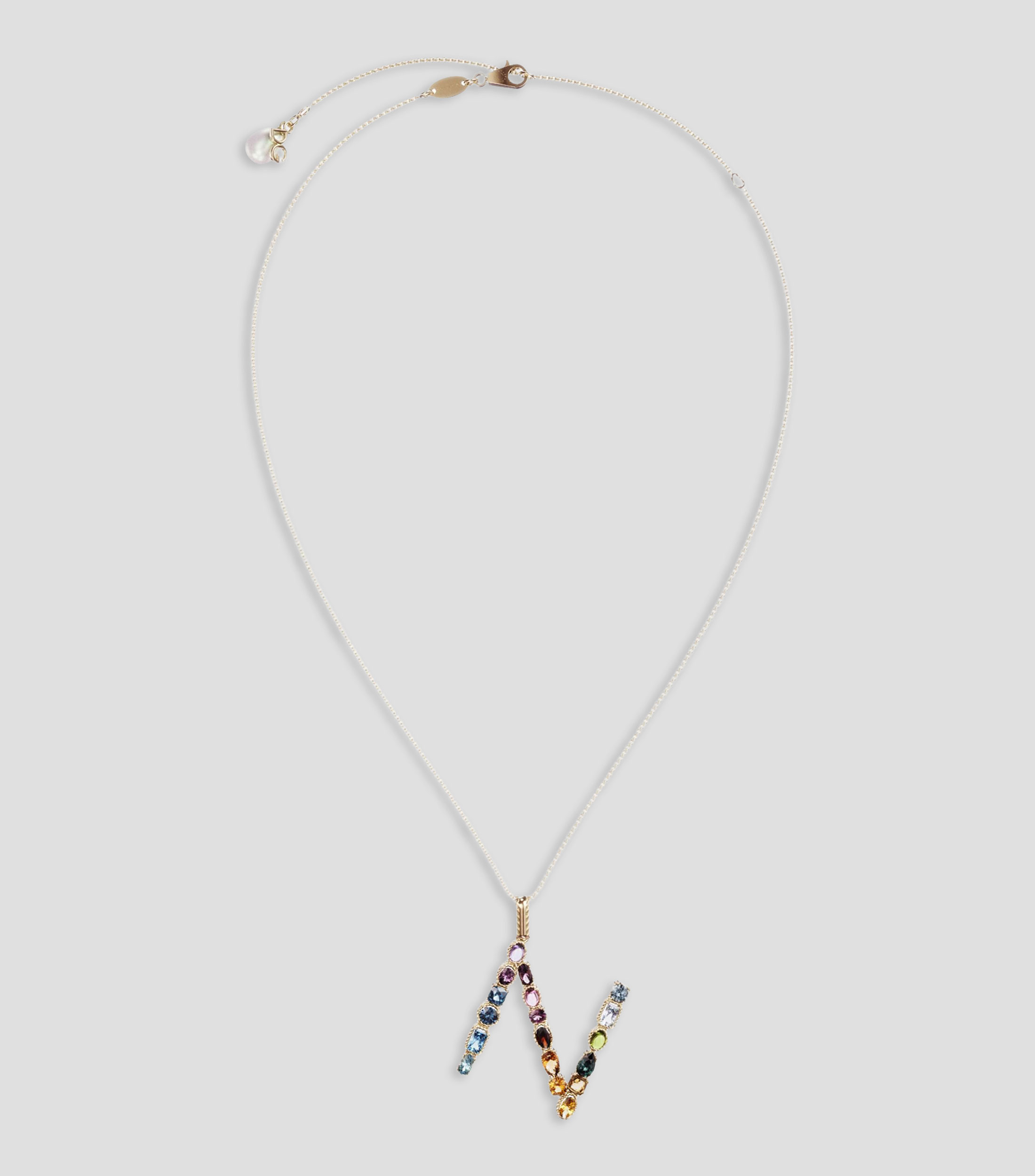 Collar en Oro amarillo 18 Kilates Alphabet Letra N Mujer