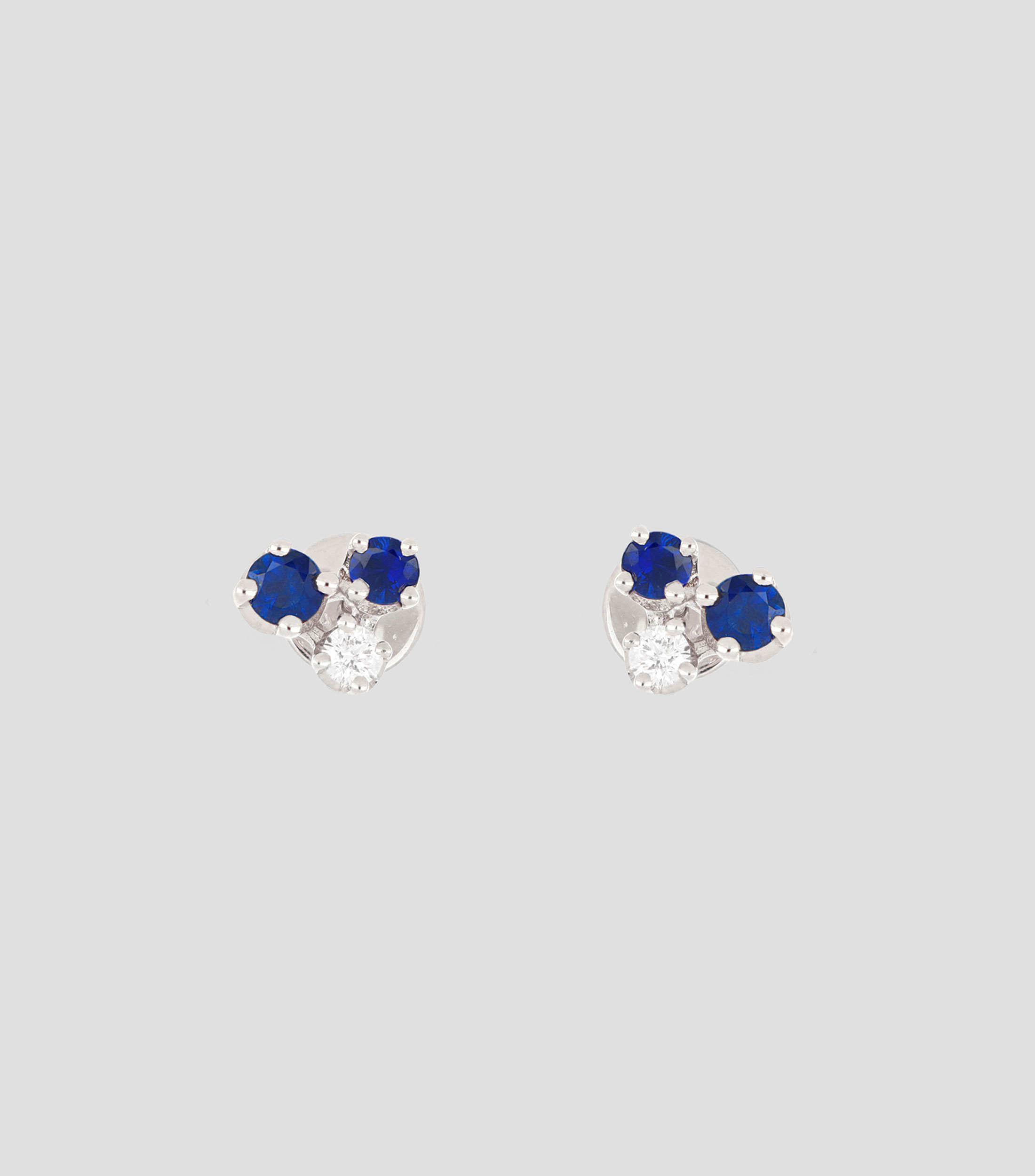 Broqueles en oro blanco 14 kilates con diamantes y zafiros Mujer