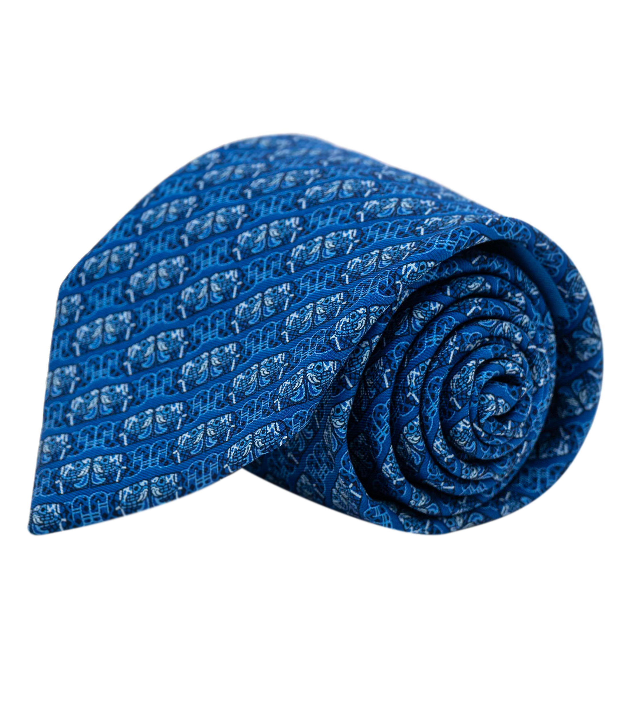 Corbata ancha de seda azul con Coatlicue