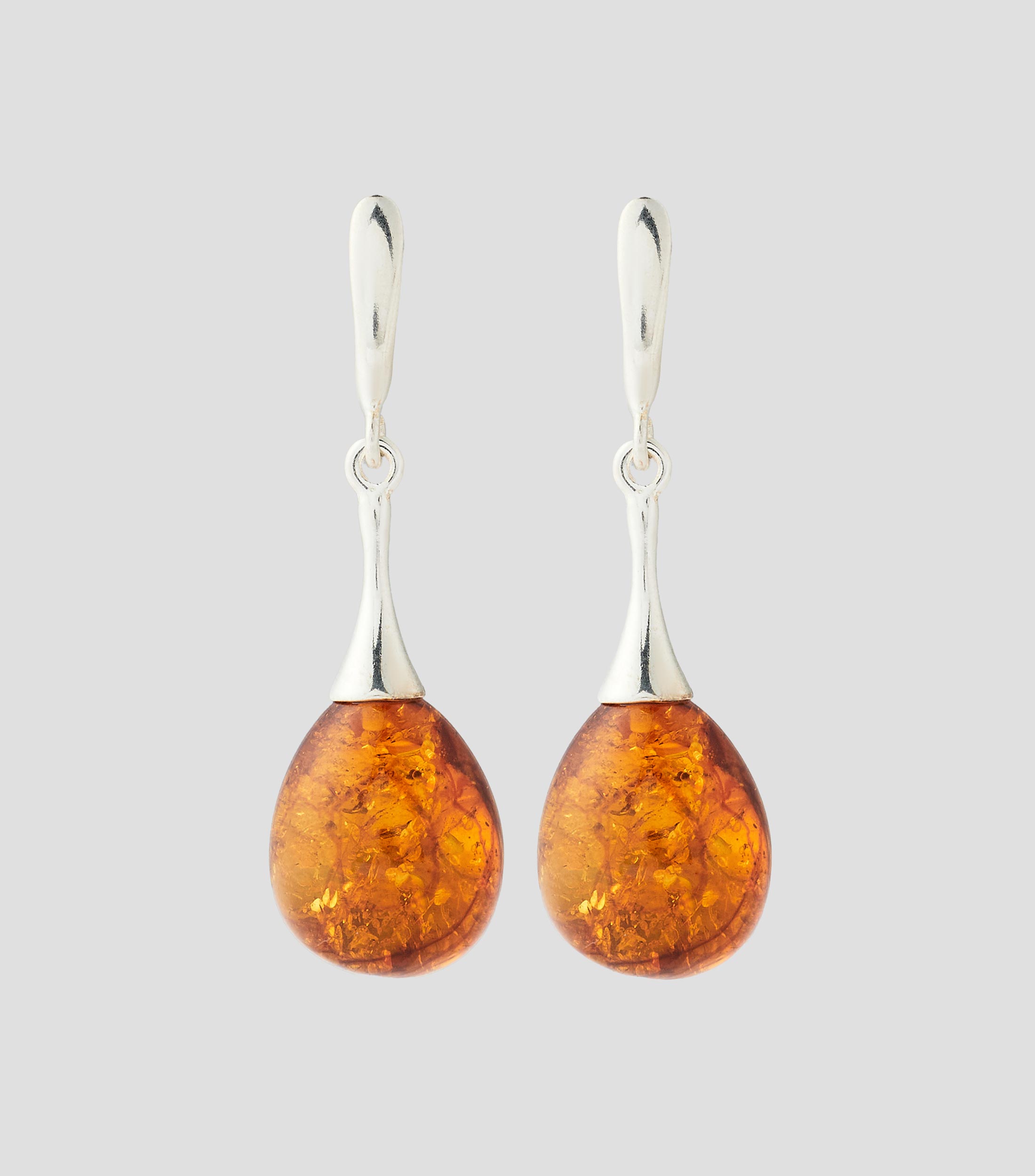 Aretes en Plata con ámbar báltico Mujer